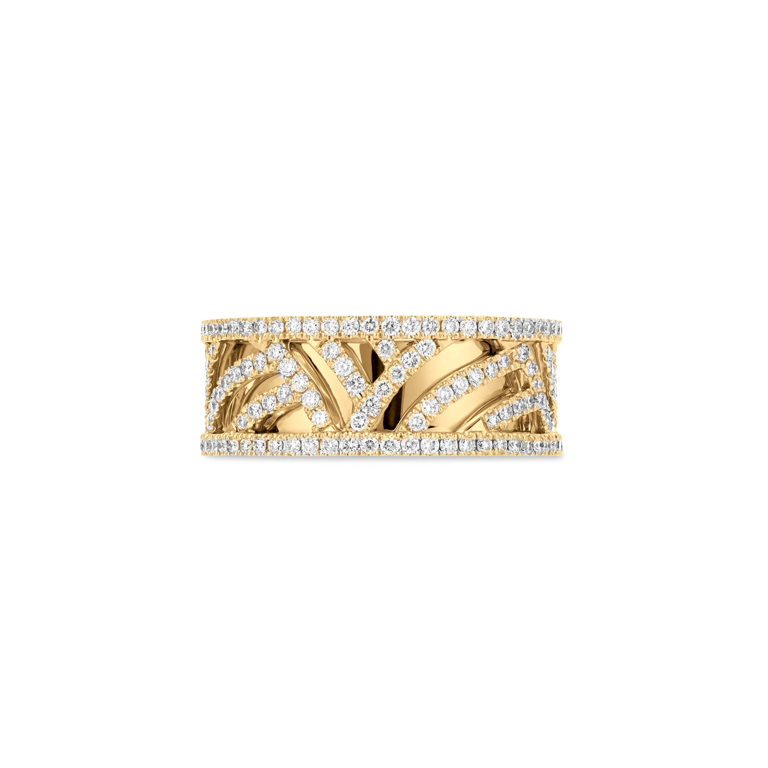 Palm Full Diamond Yellow Gold Band
