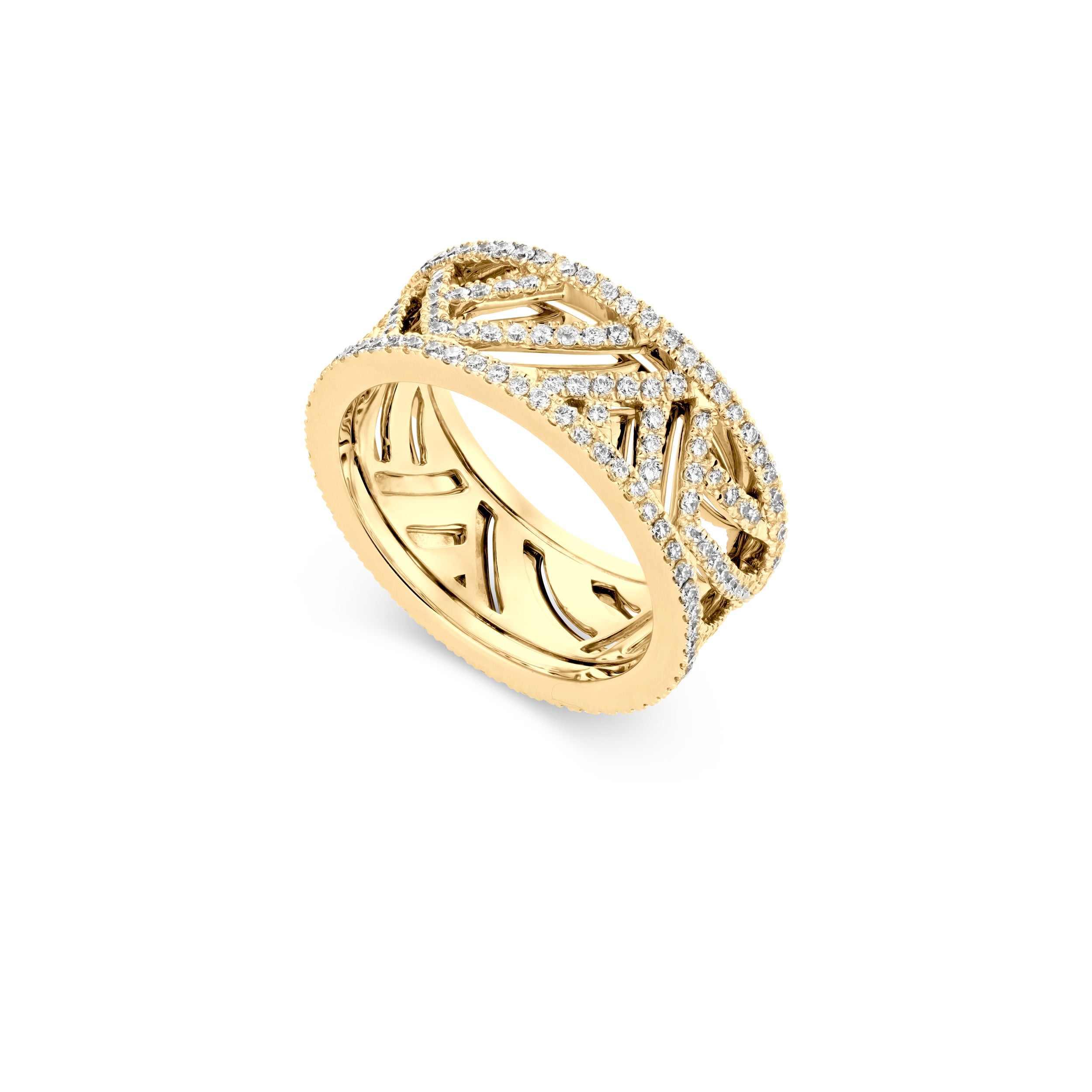 Palm Full Diamond Yellow Gold Band
