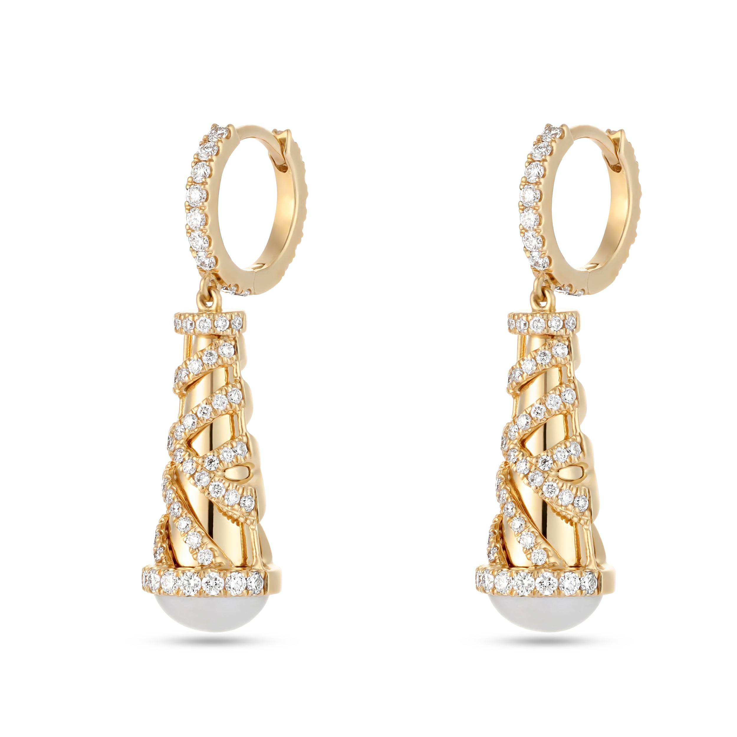 Palm Hanging Small Pearl Earrings