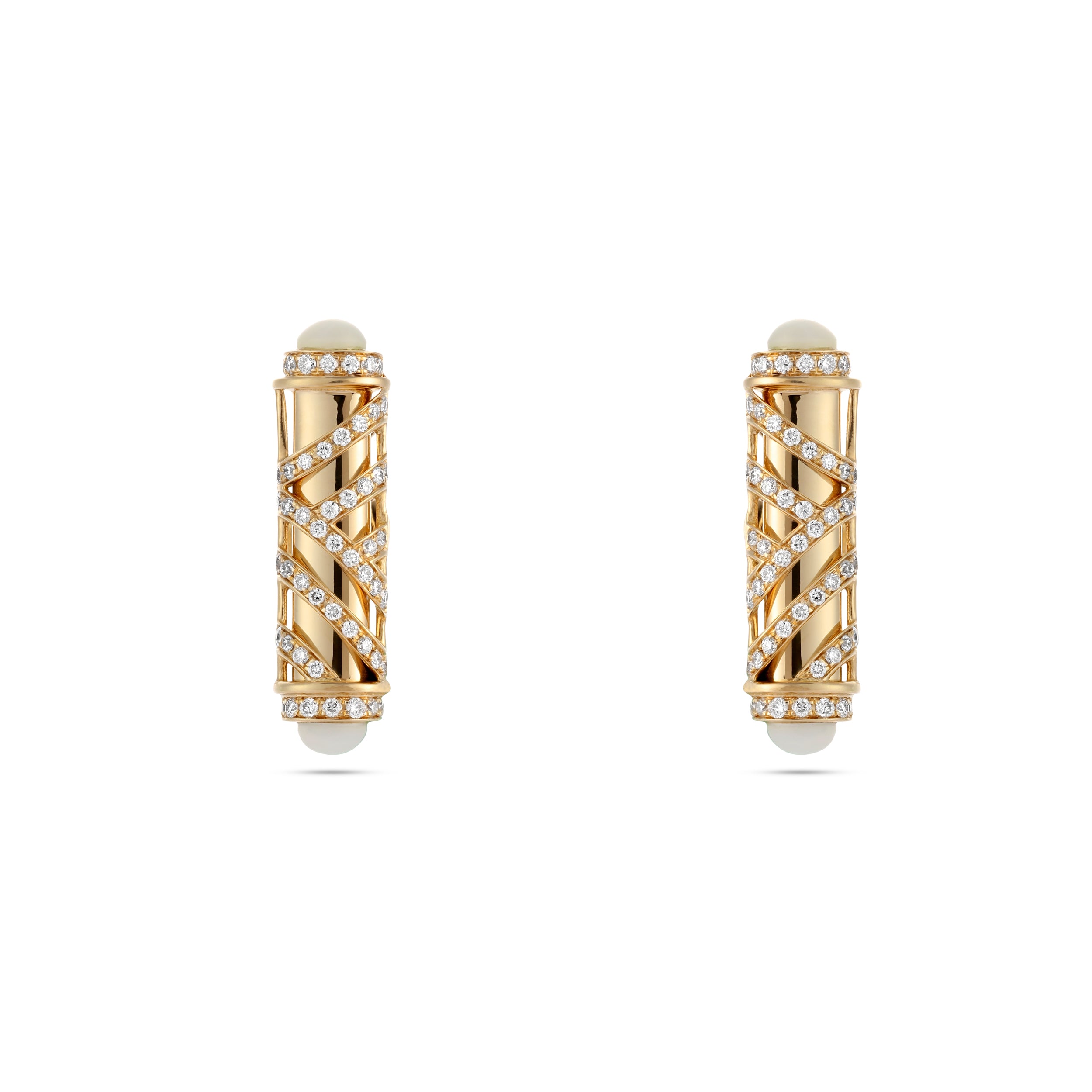 Palm Small Pearl White Gold Studs