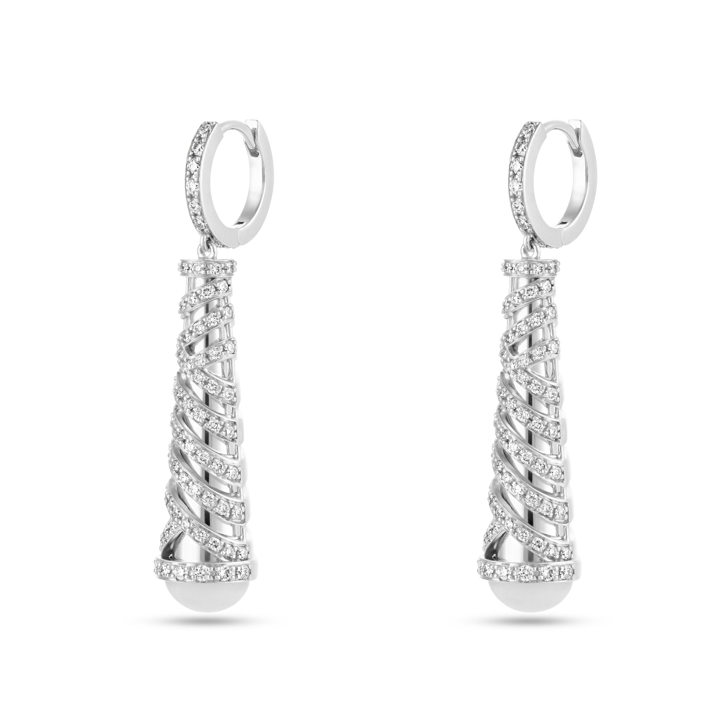 Palm Hanging Large Pearl White Gold Earrings