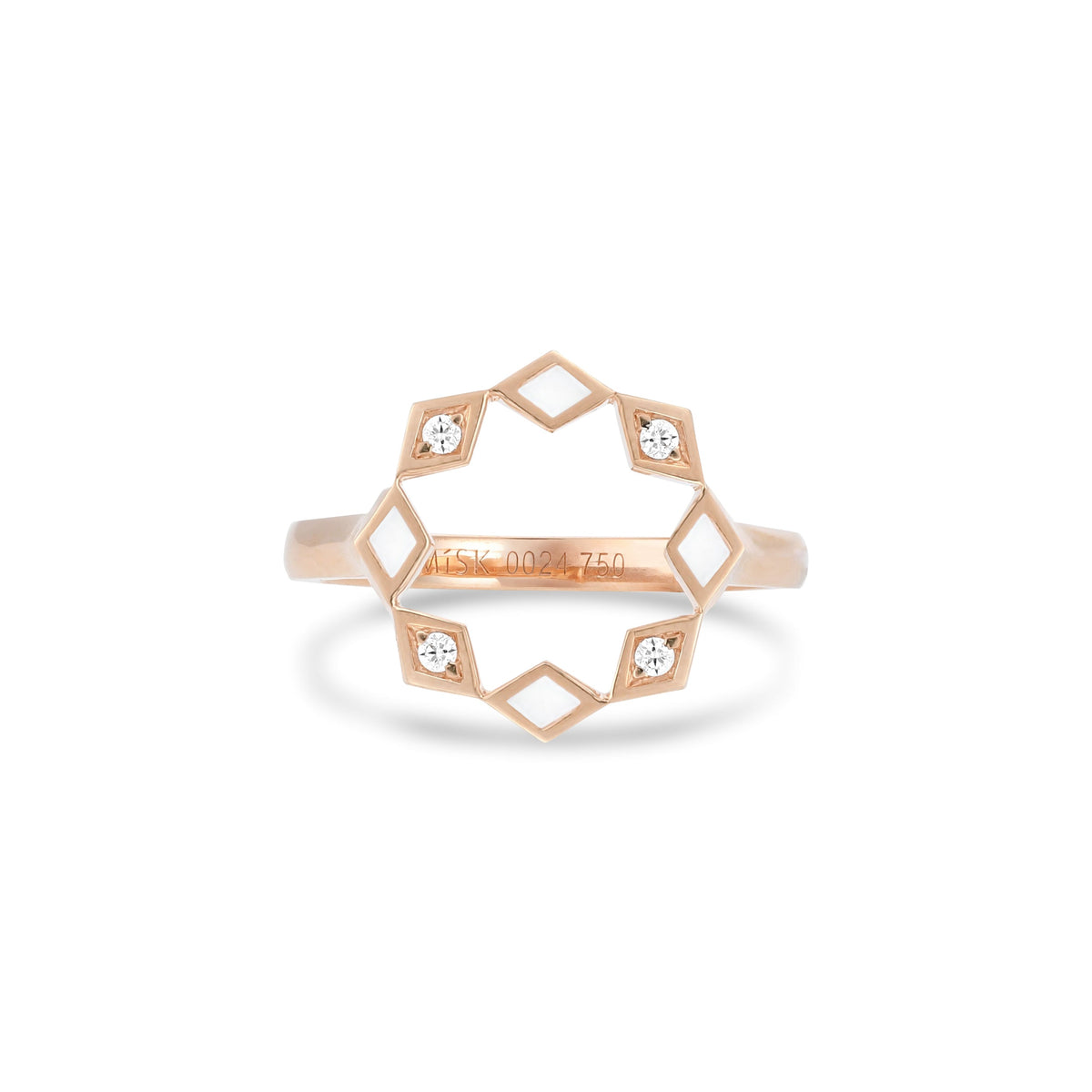 Eternity Round Mother of Pearl Ring#Gold_Rose Gold