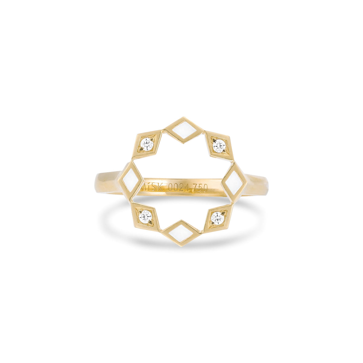 Eternity Round Mother of Pearl Ring#Gold_Yellow Gold