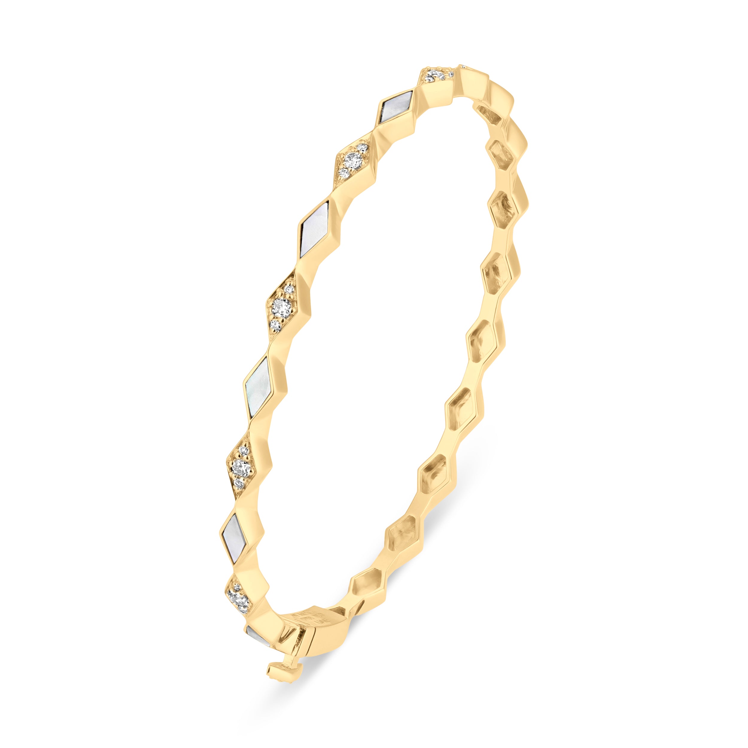 Eternity Slim Mother of Pearl Yellow Gold Bangle
