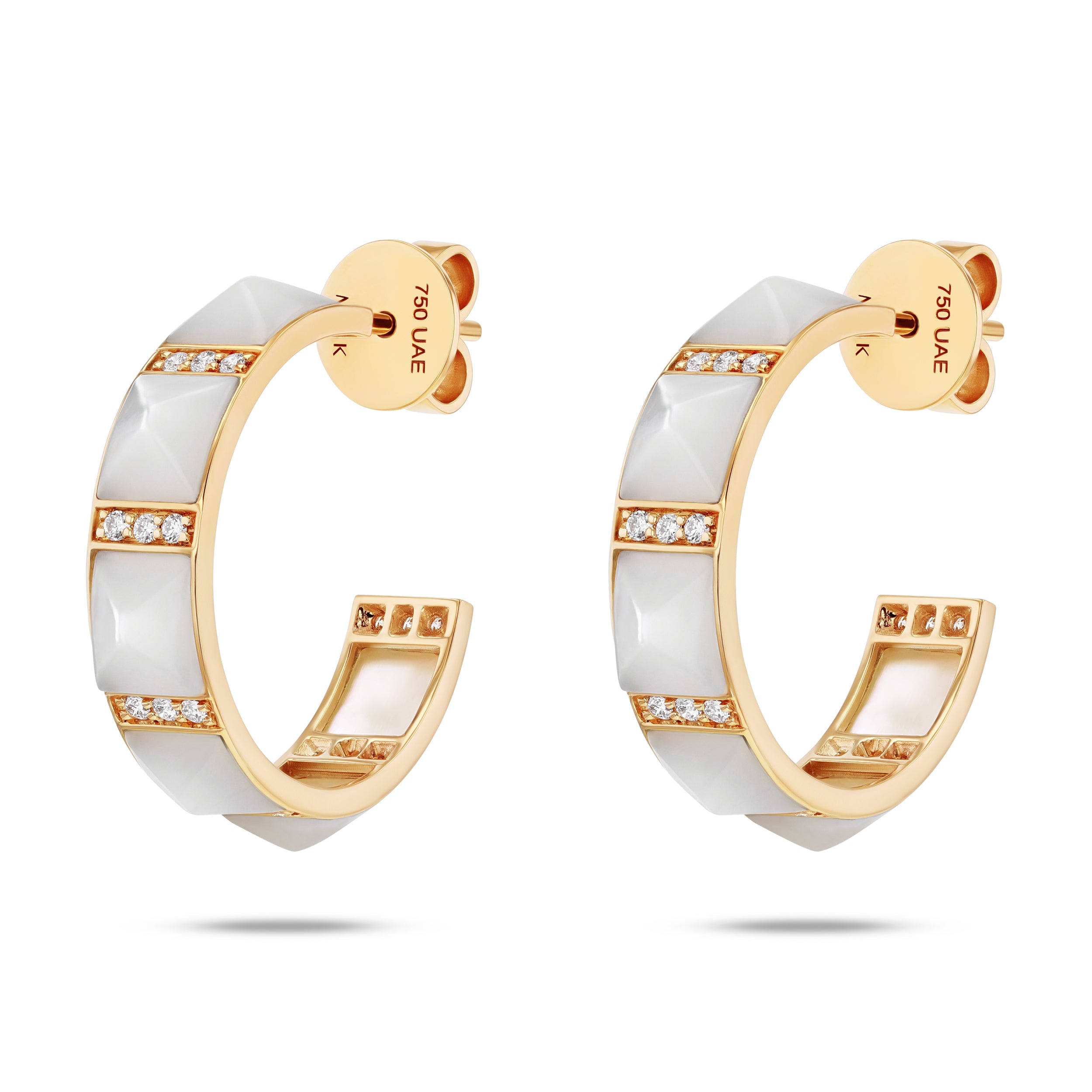 Tilal Mother Of Pearl Hoop Earrings- Yellow Gold