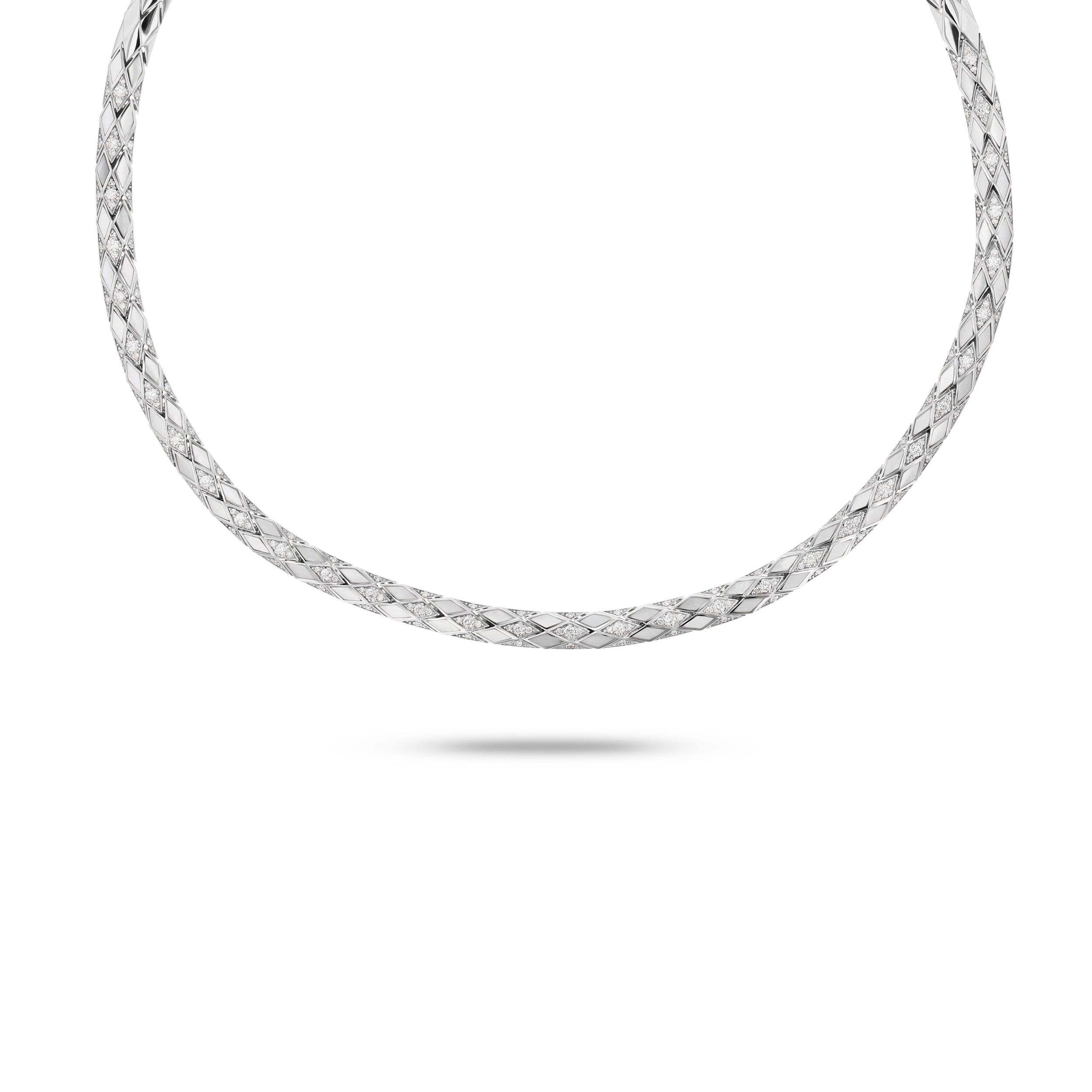 Eternity Diamond & Mother of Pearl Necklace- White Gold
