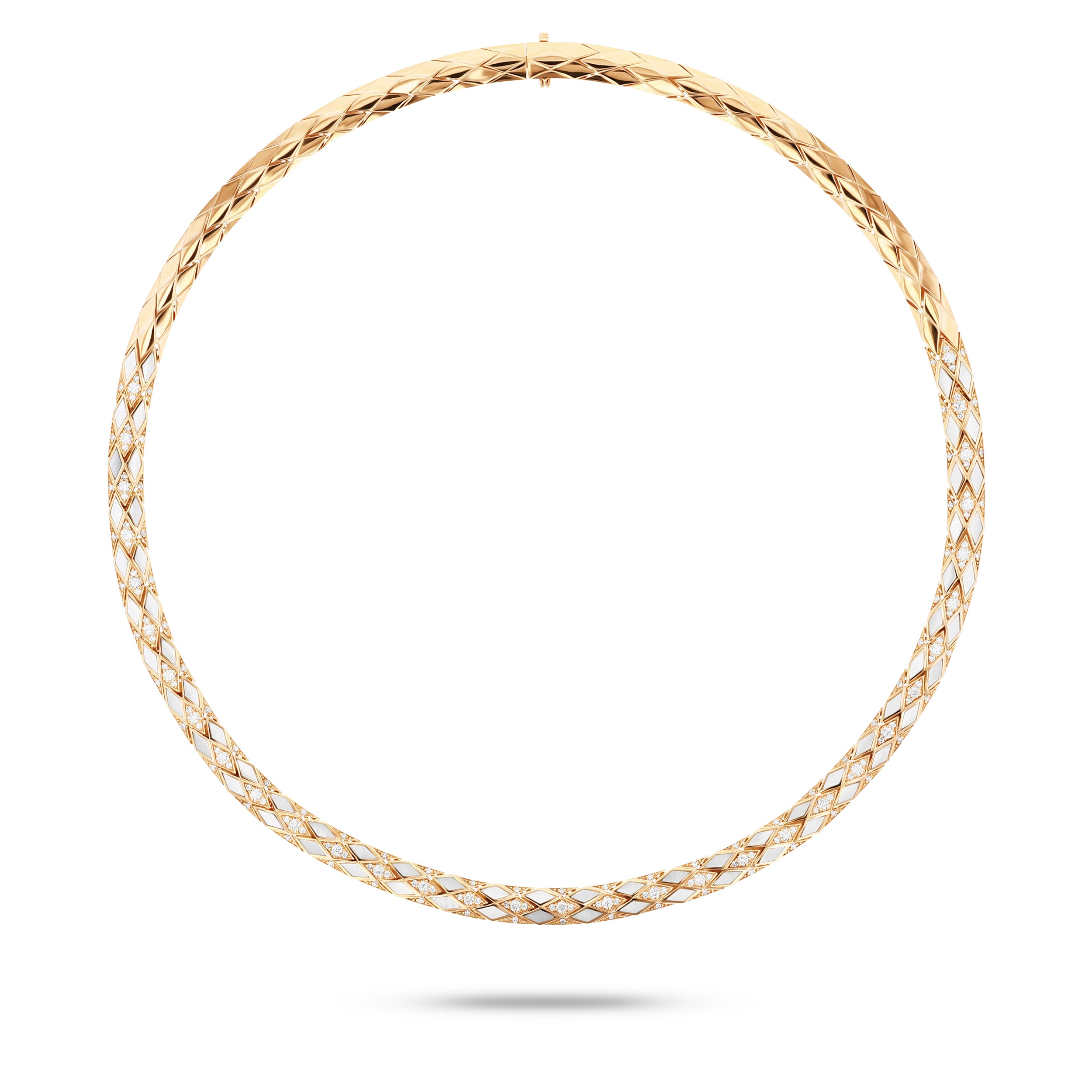Eternity Diamond & Mother of Pearl Necklace- Yellow Gold