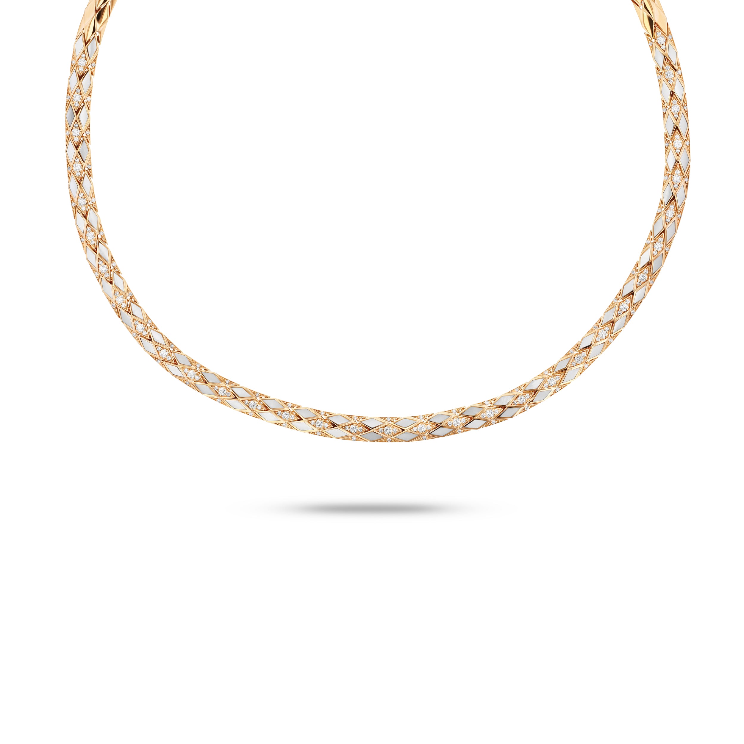 Eternity Diamond & Mother of Pearl Necklace- Yellow Gold