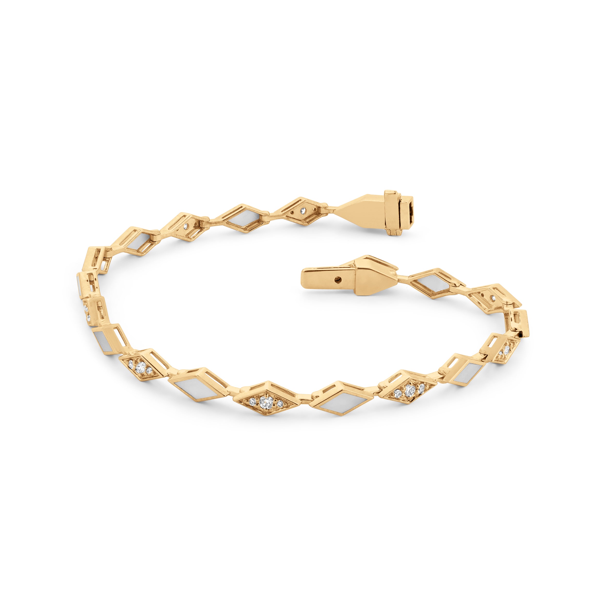 Eternity Mother of Pearl Bracelet- Yellow Gold