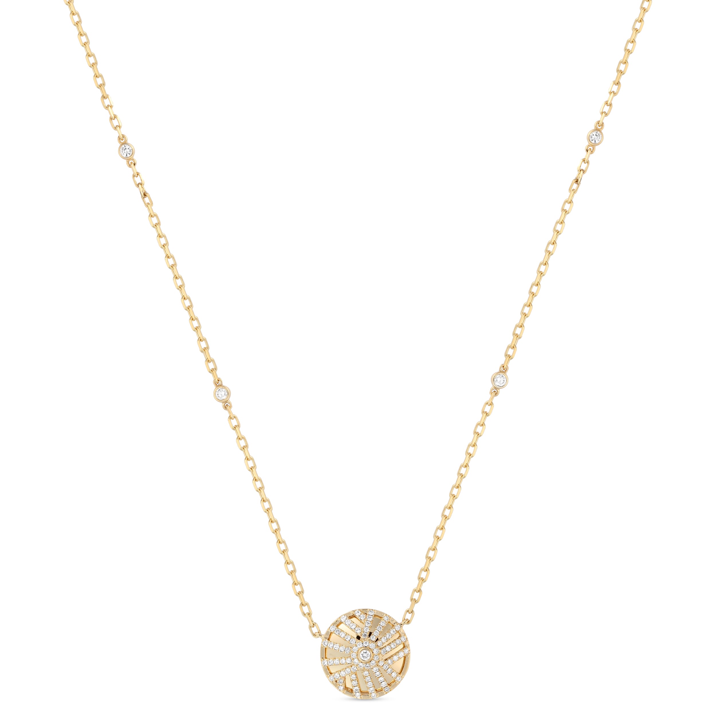 Palm Small White Gold Round Pendant
