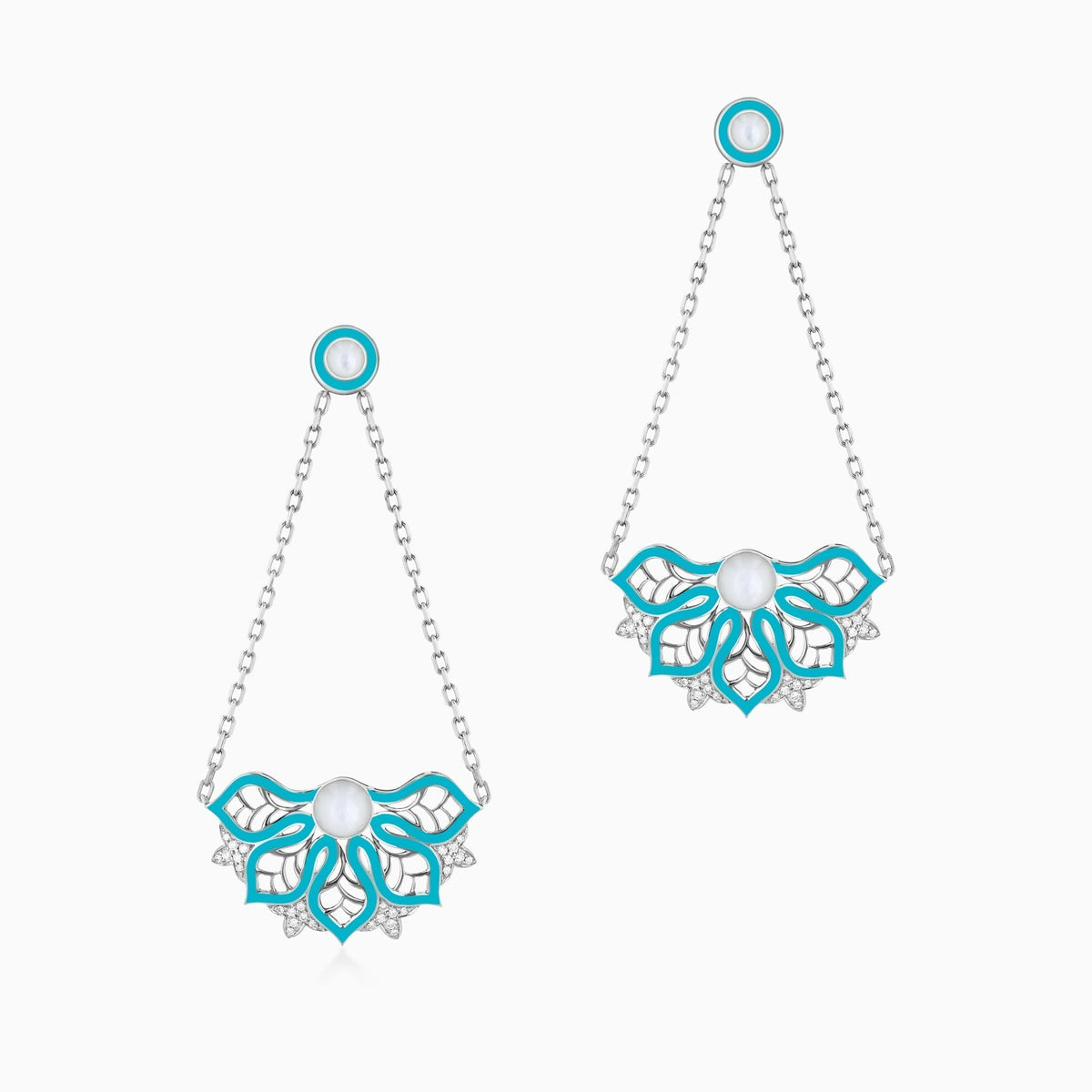 AURA Rise Earrings Medium#Gold_White Gold