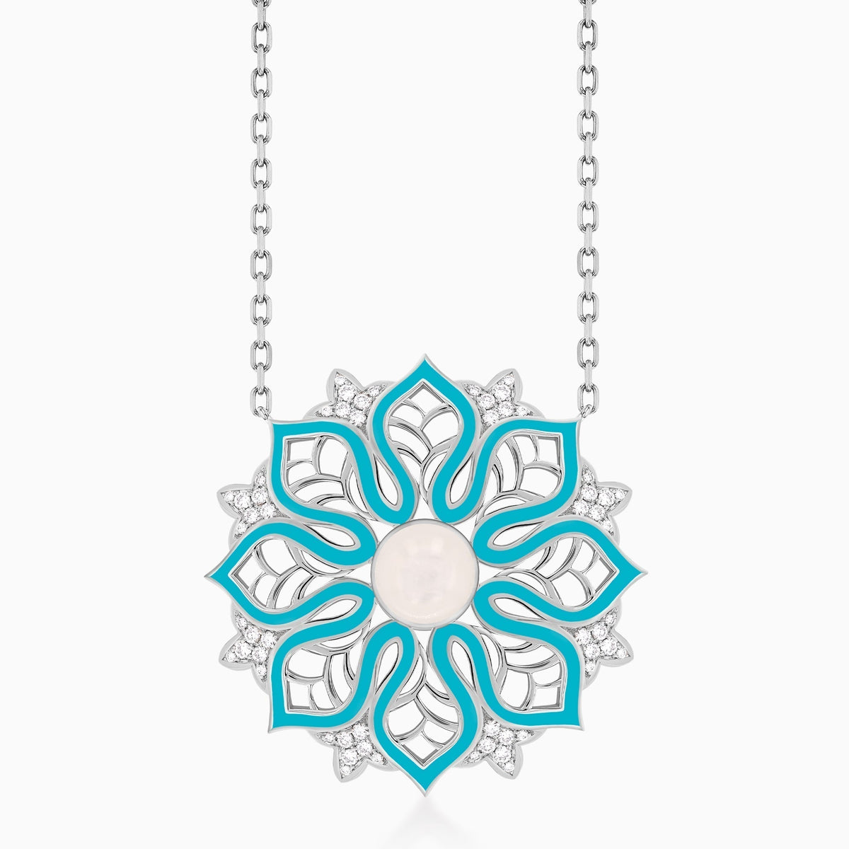 AURA Bloom Necklace Large#Gold_White Gold