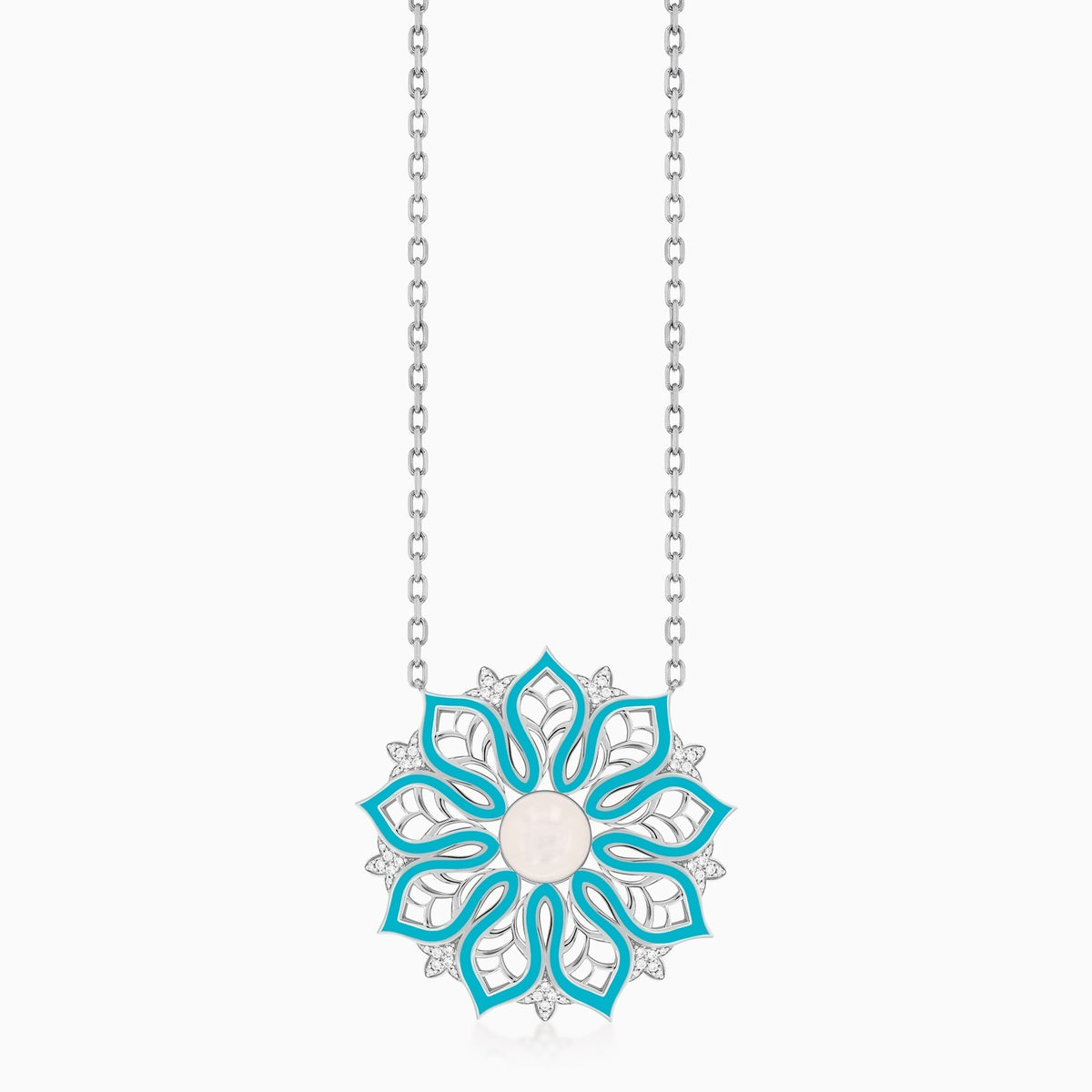AURA Bloom Necklace Extra Large#Gold_White Gold