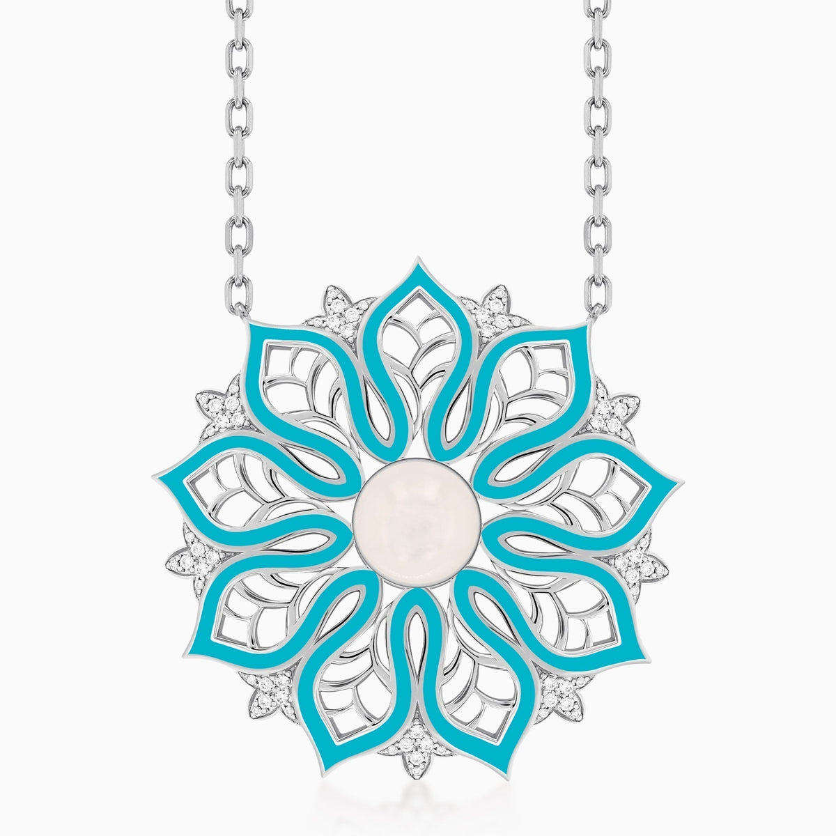 AURA Bloom Necklace Extra Large#Gold_White Gold