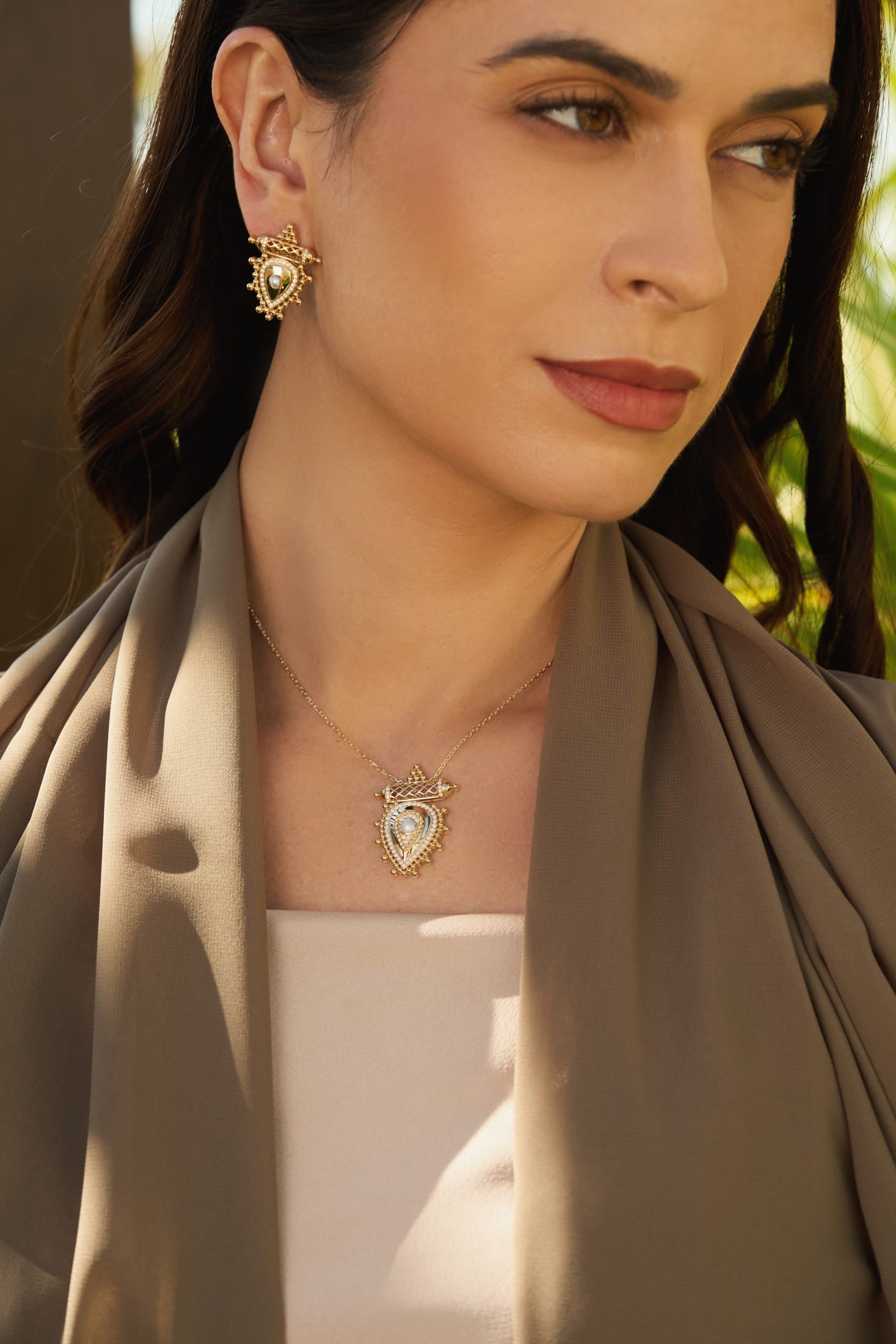 Al Qasr Medium Earrings – Amethyst | Rose Gold