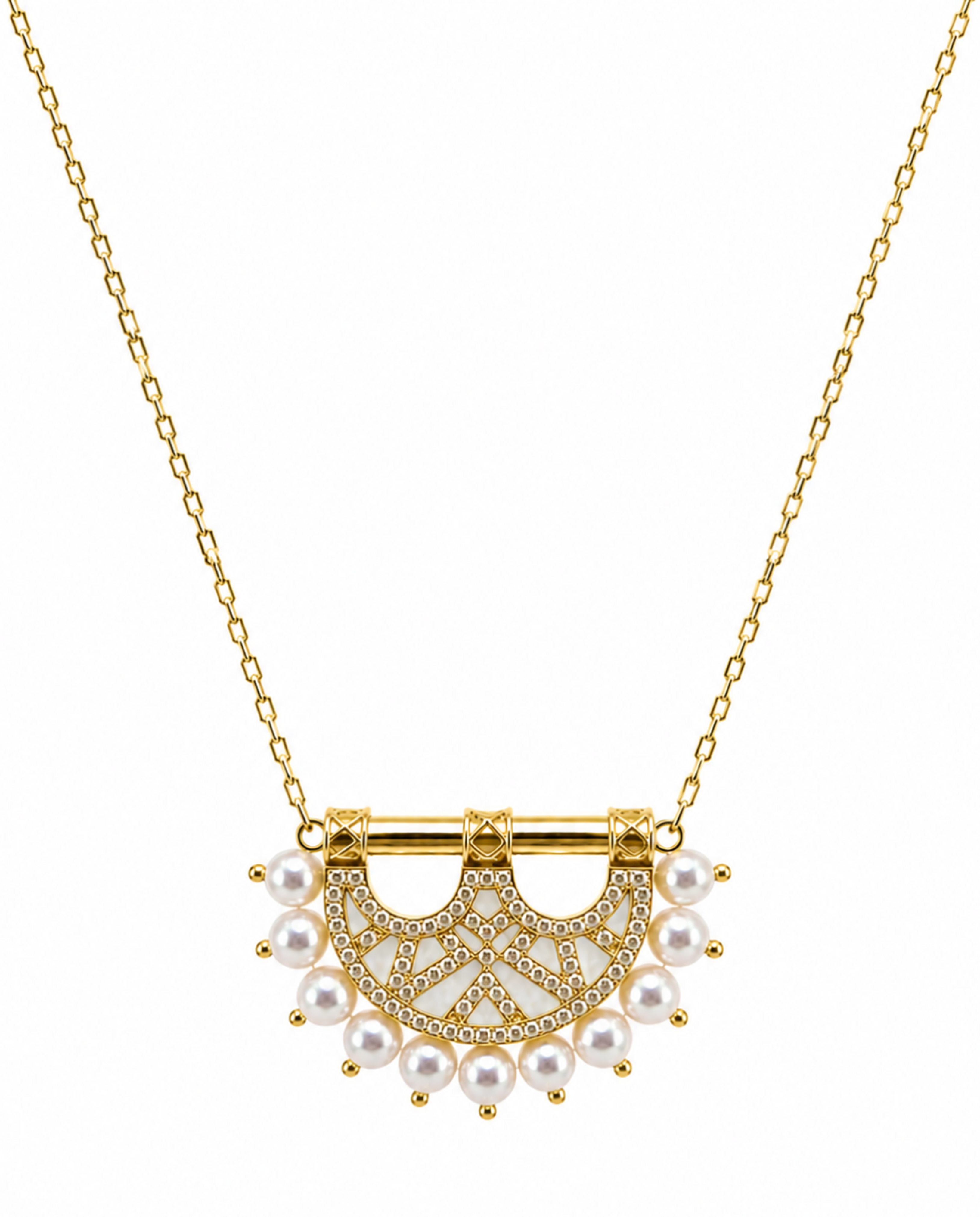 Heritage Mosaic Small Pendant – Yellow Gold, Pearl