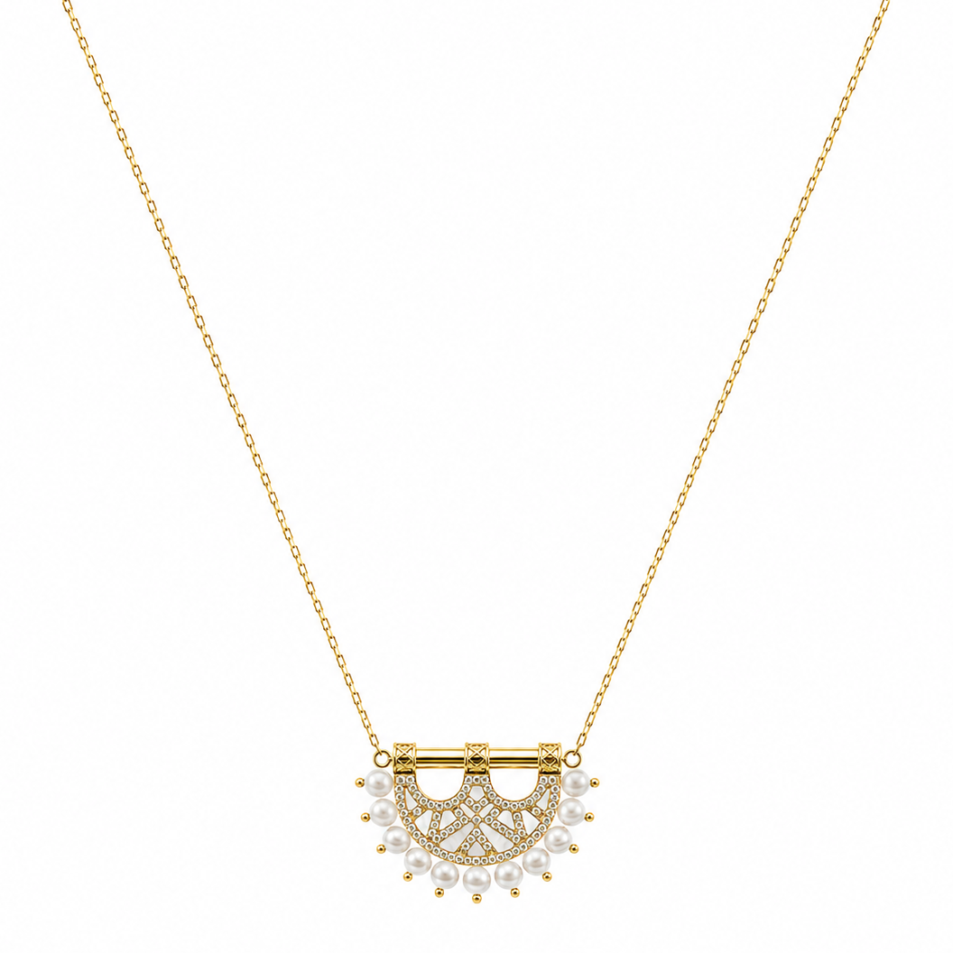 Heritage Mosaic Mini Pendant – Yellow Gold, Pearl