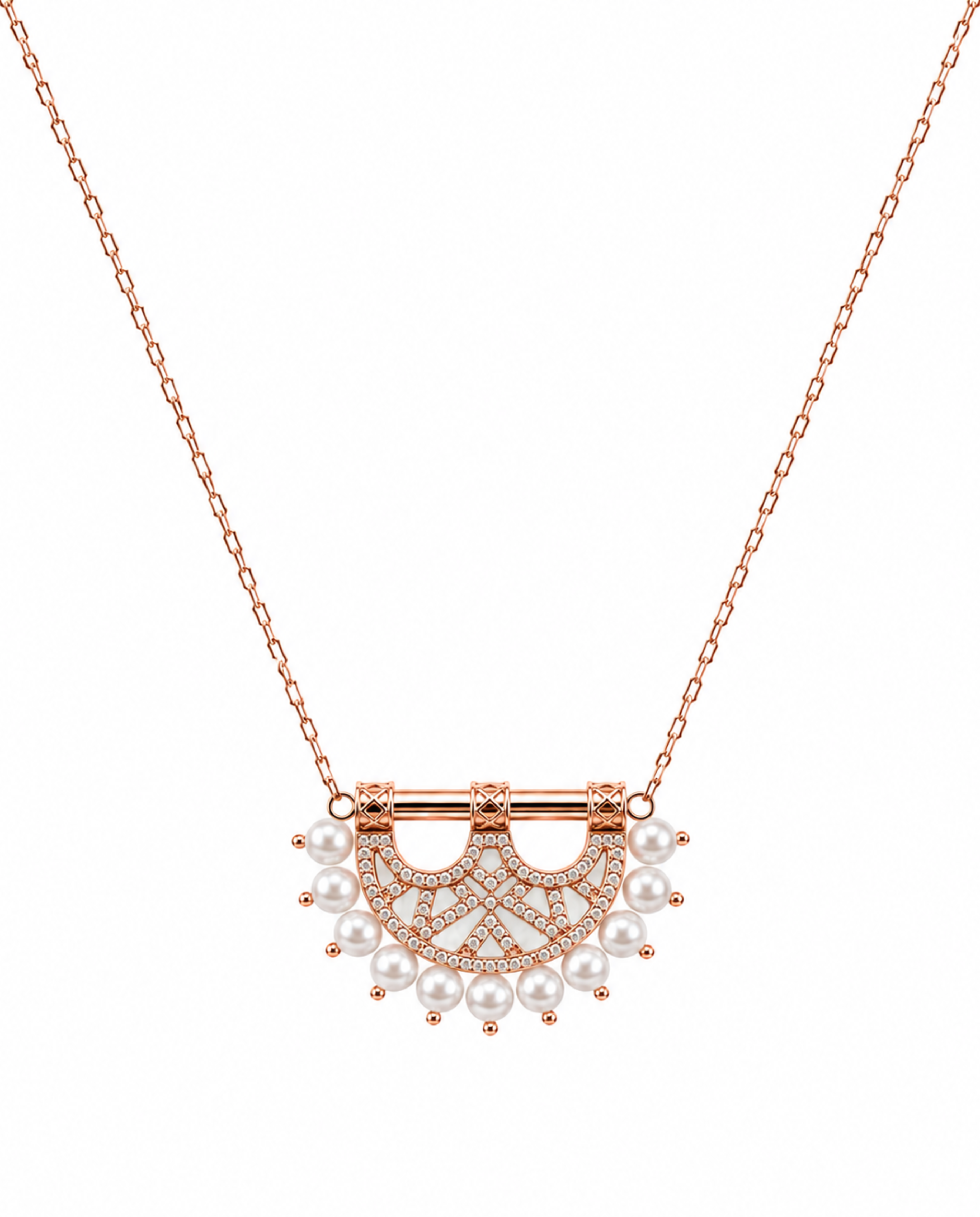 Heritage Mosaic Small Pendant – Rose Gold, Pearl