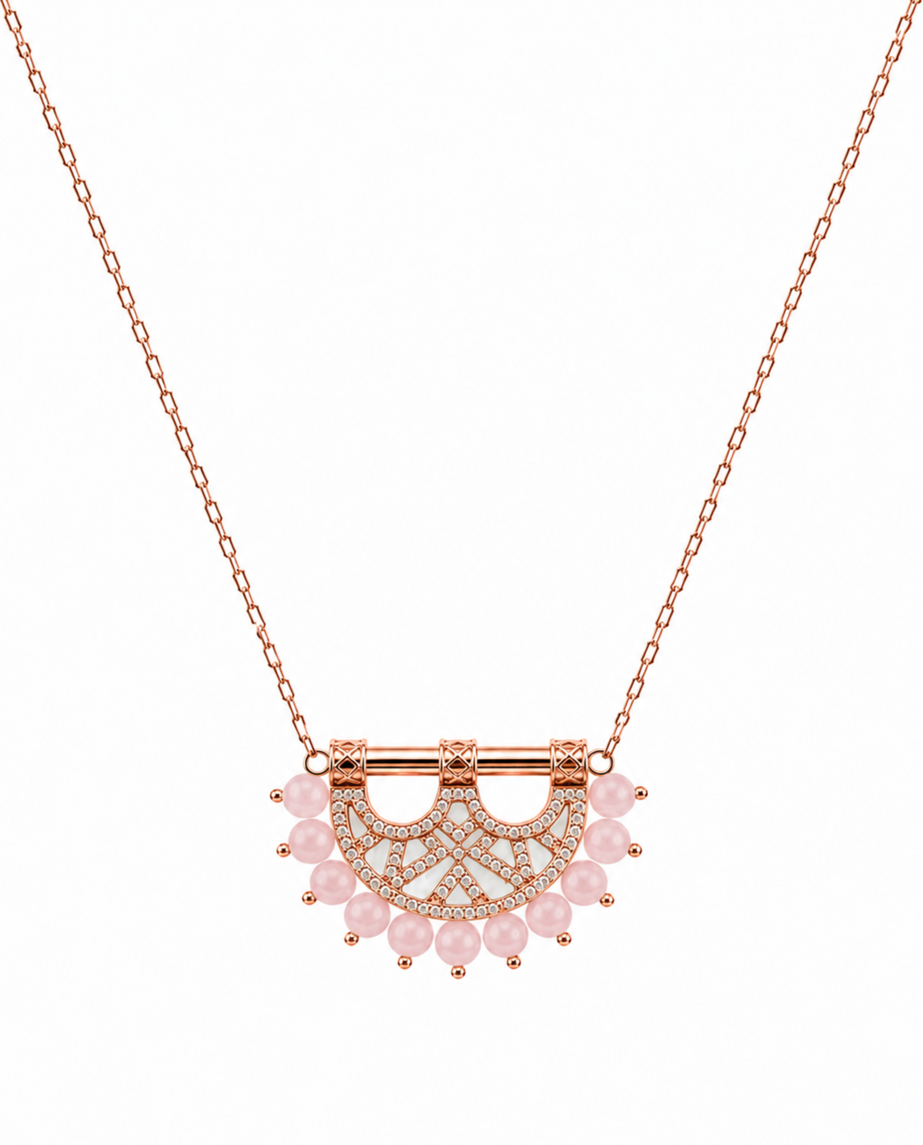 Heritage Mosaic Small Pendant – Rose Gold, Rose Quartz