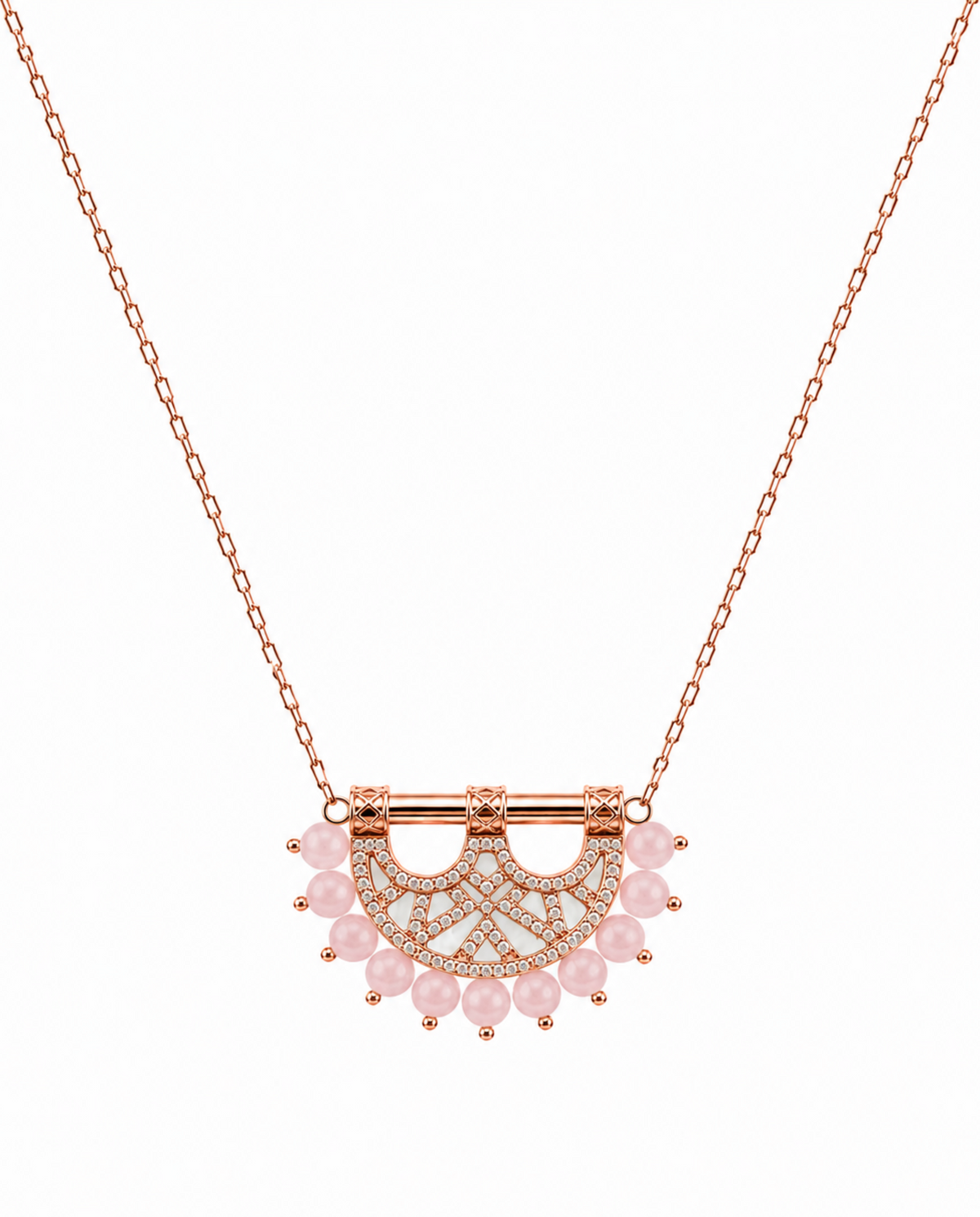 Heritage Mosaic Small Pendant Pearl — Rose Quartz#Stone_Rose Quartz