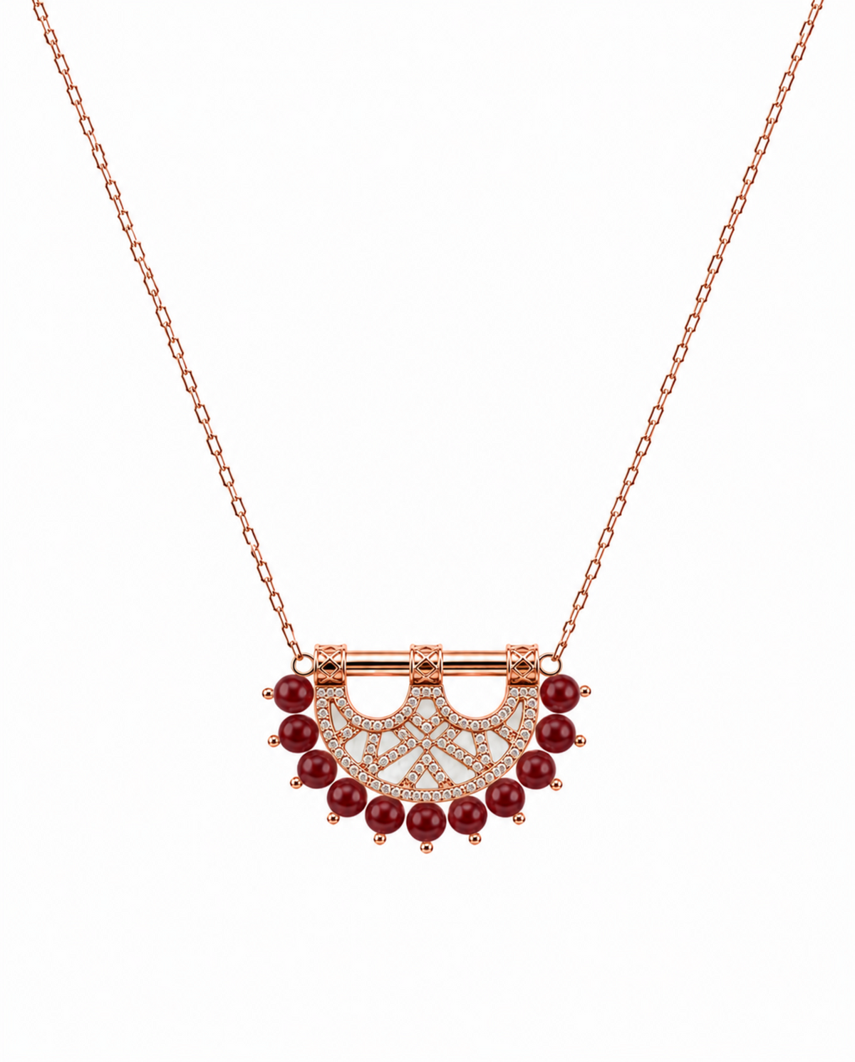 Heritage Mosaic Small Pendant – Rose Gold, Agate