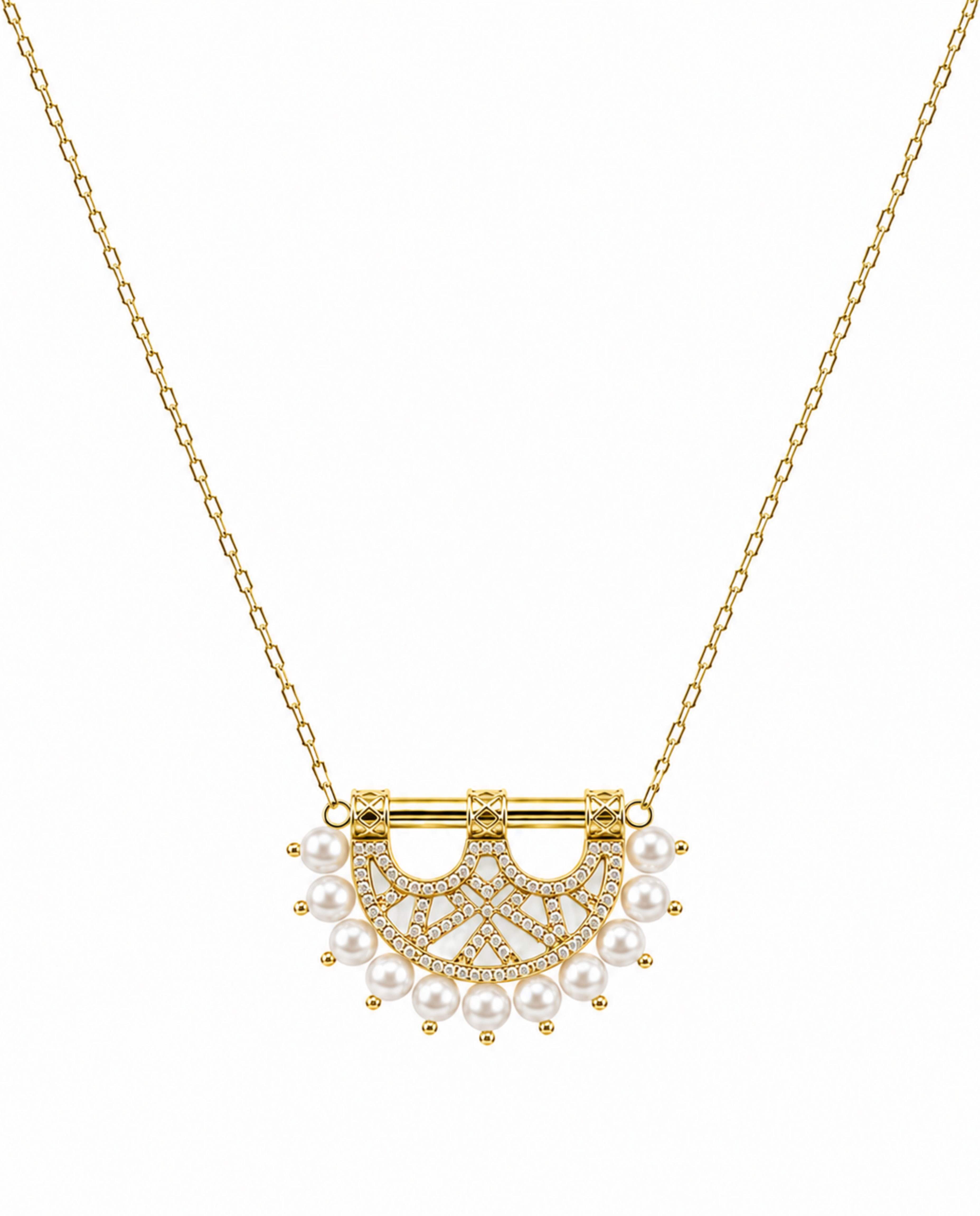 Heritage Mosaic Small Pendant – Yellow Gold, Pearl