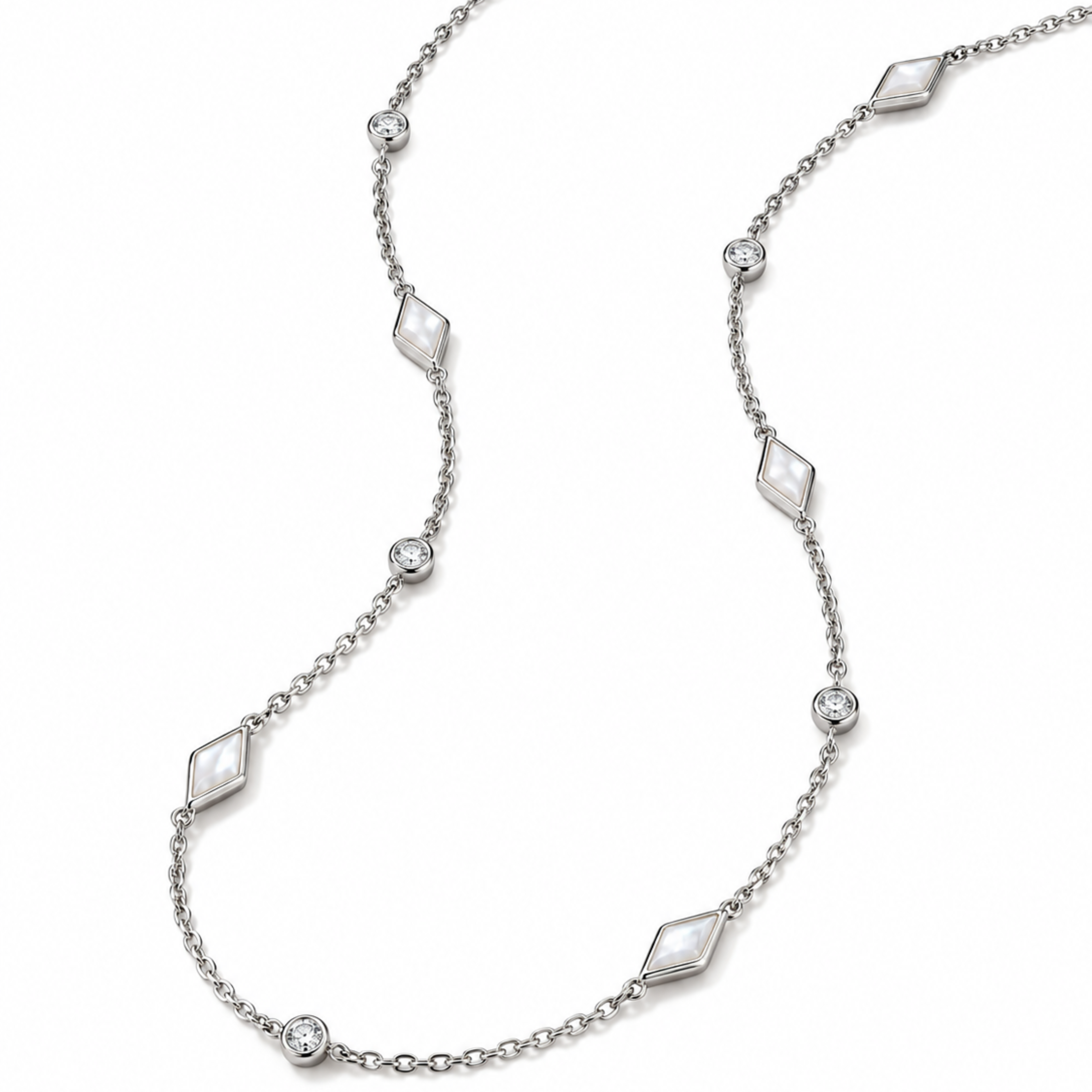 Eternity Mother of Pearl Necklace – White Gold