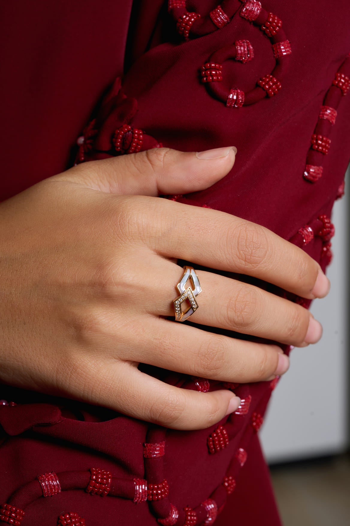 Eternity Edge Ring – Mother of Pearl | Rose Gold