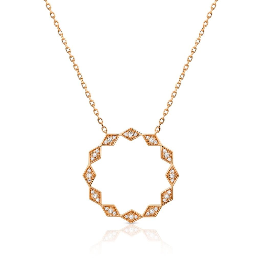 Eternity Large Full Diamond Yellow Gold Pendant