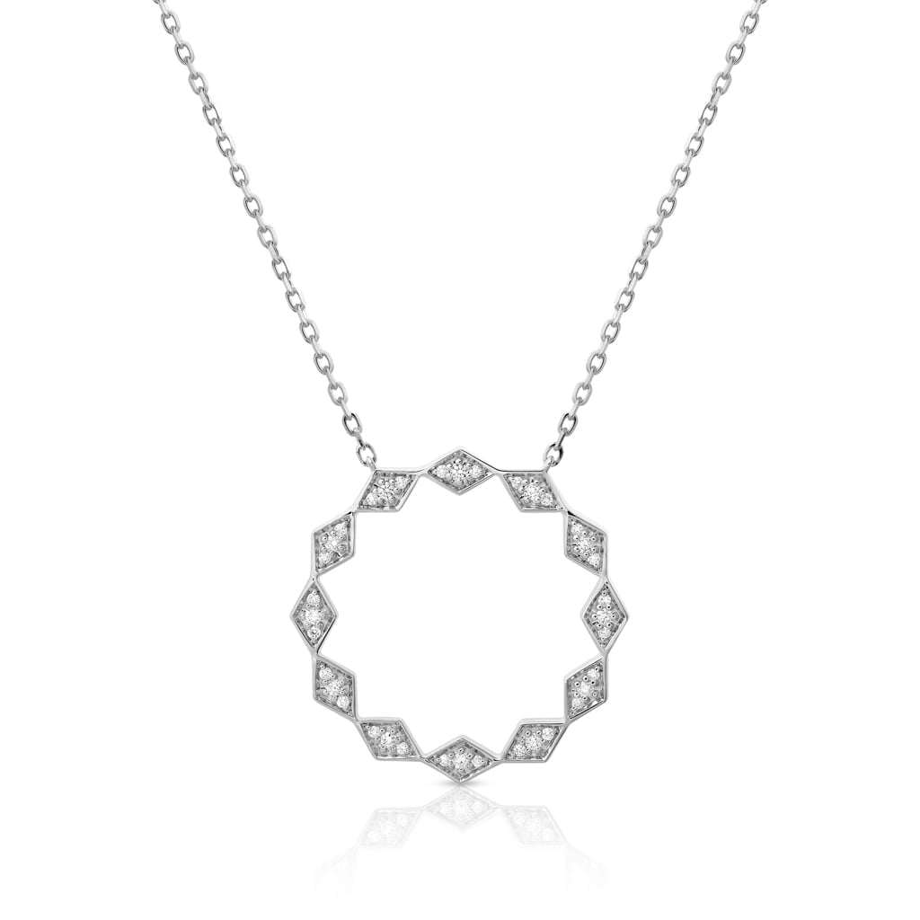 Eternity Large Full Diamond White Gold Pendant