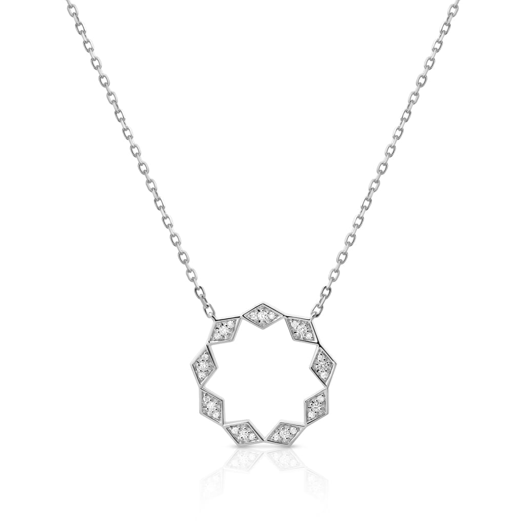 Eternity Medium Full Diamond Pendant#Gold_White Gold