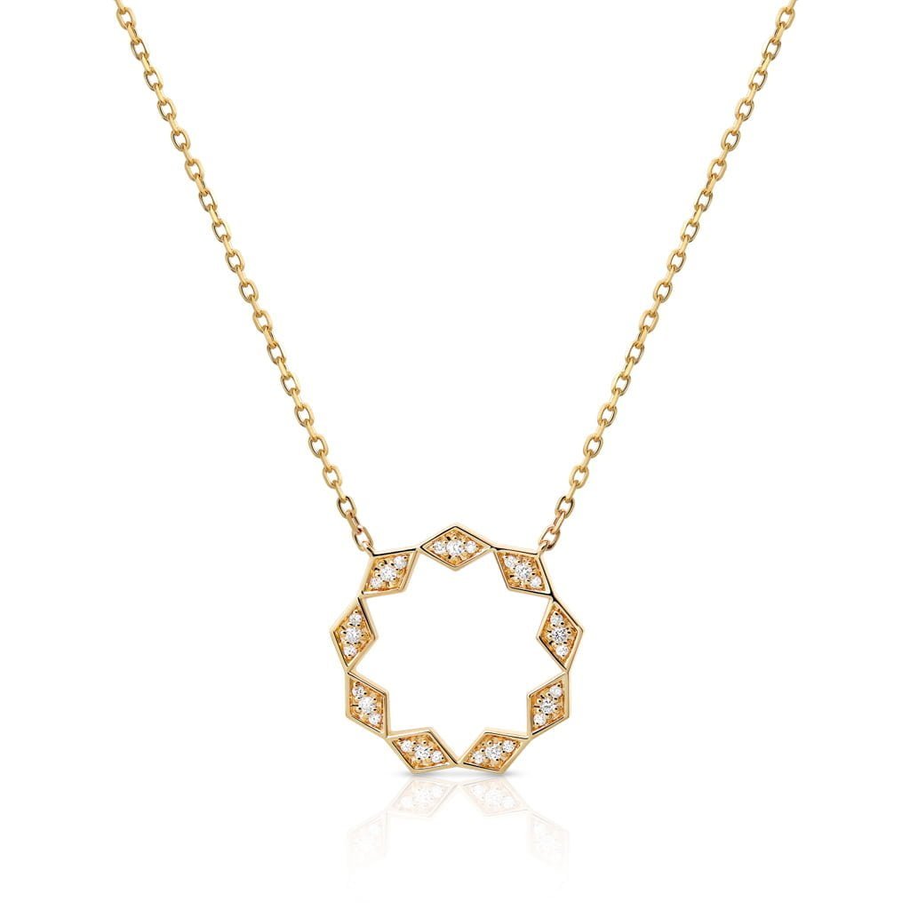 Eternity Medium Full Diamond Yellow Gold Pendant
