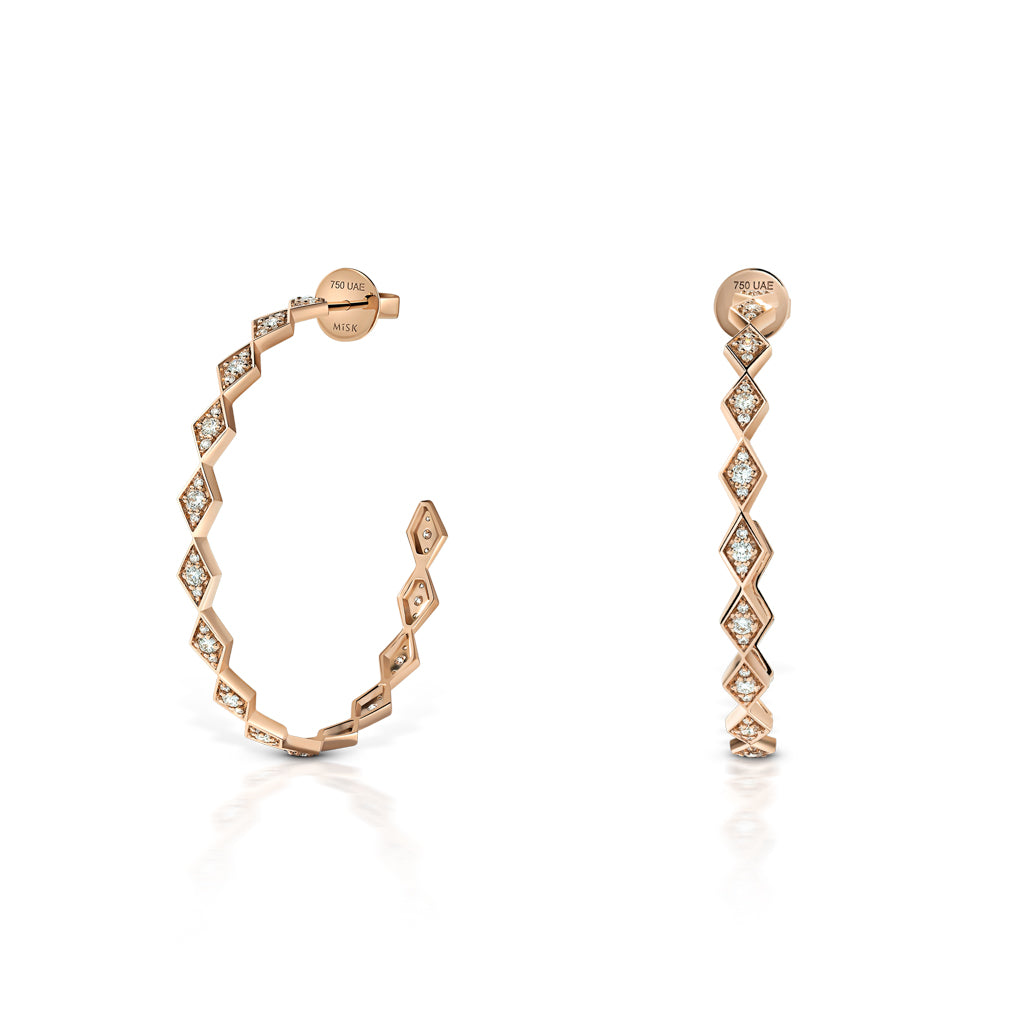 Eternity Large Full Diamond Rose Gold Hoop Earrings