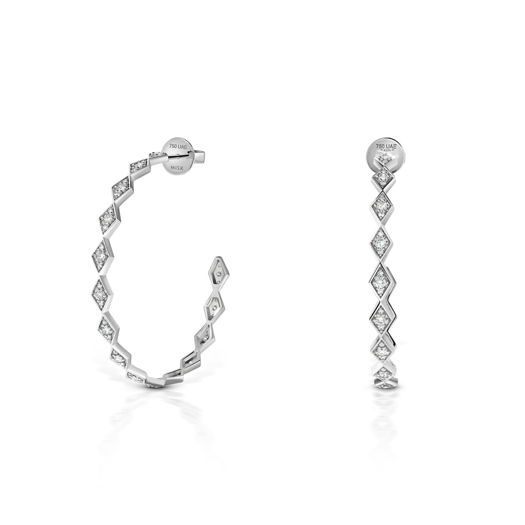 Eternity Large Full Diamond White Gold Hoop Earrings