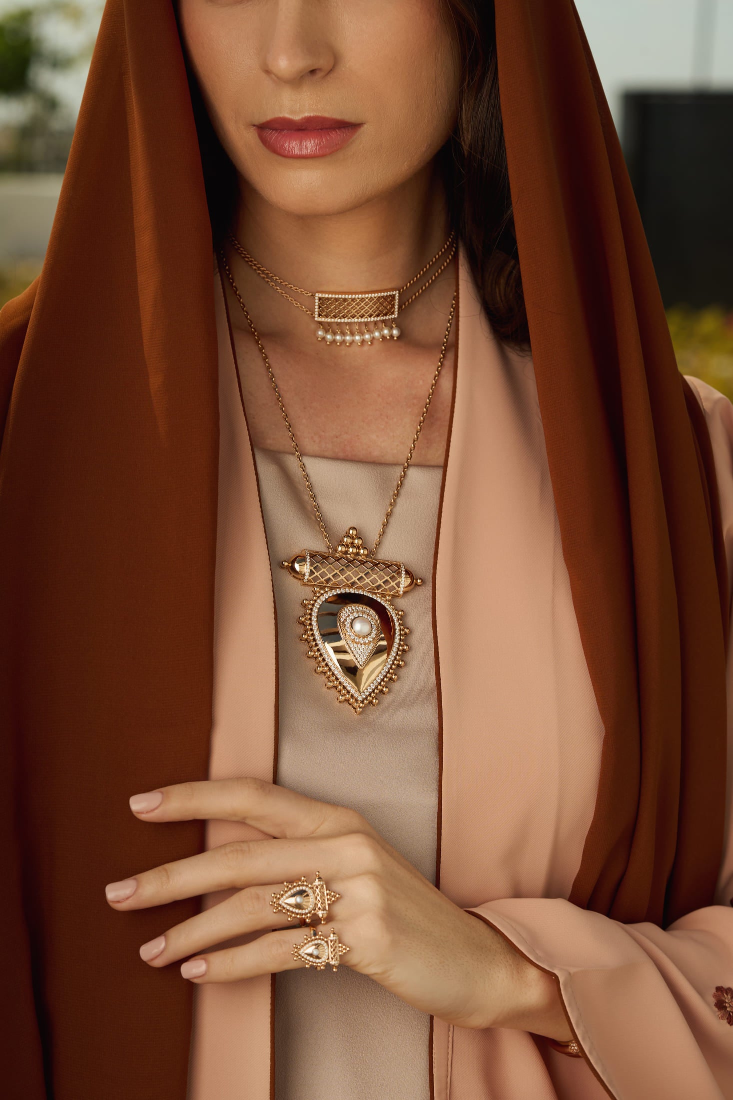 Al Qasr Large Ring – Pearl | Rose Gold