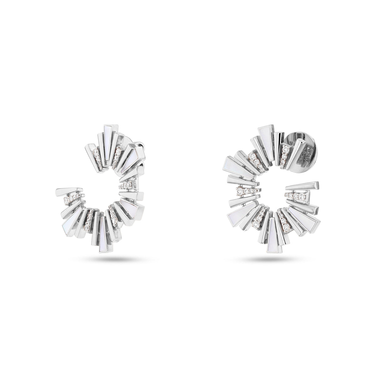 Al Fajr Hoop Earrings#Gold_White Gold