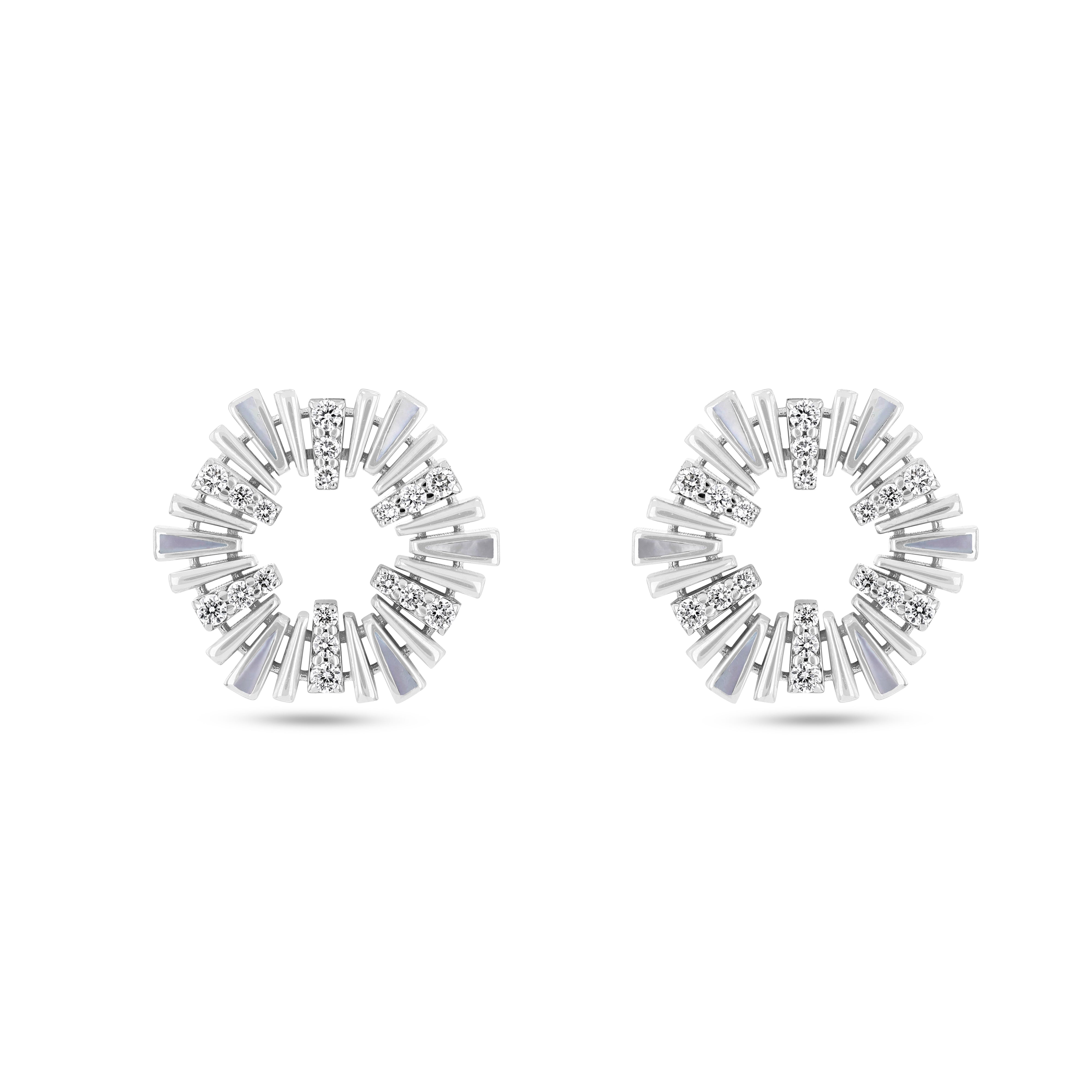 Al Fajr Shurooq Small Stud Earrings White Gold
