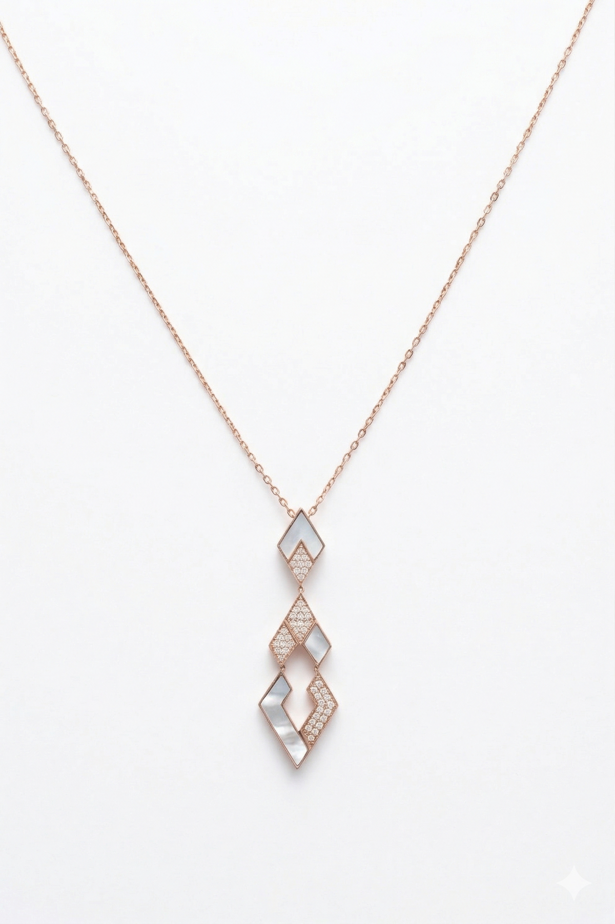 Eternity Small Pendant - Mother of Pearl & Diamonds#Gold_White Gold