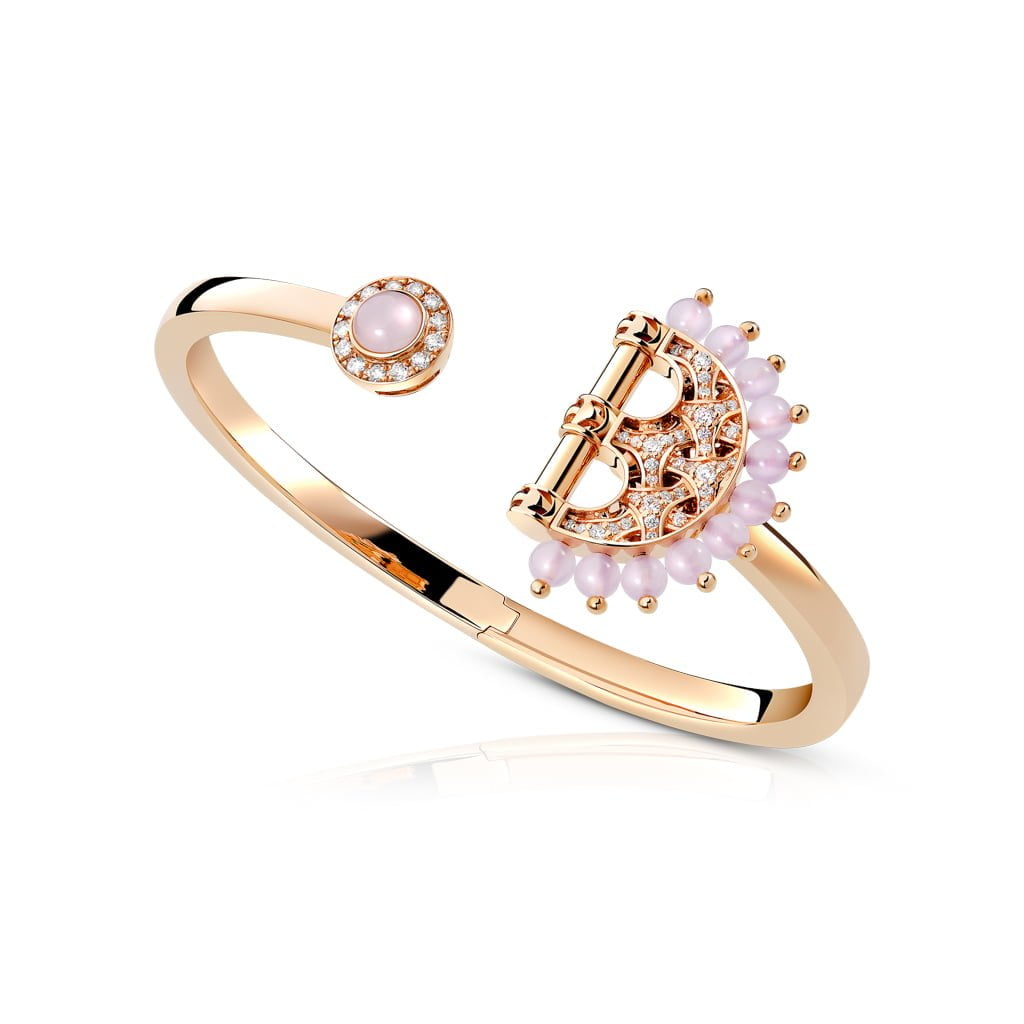 Heritage Turquoise Bangle Full Diamond — Rose Quartz#Stone_Rose Quartz