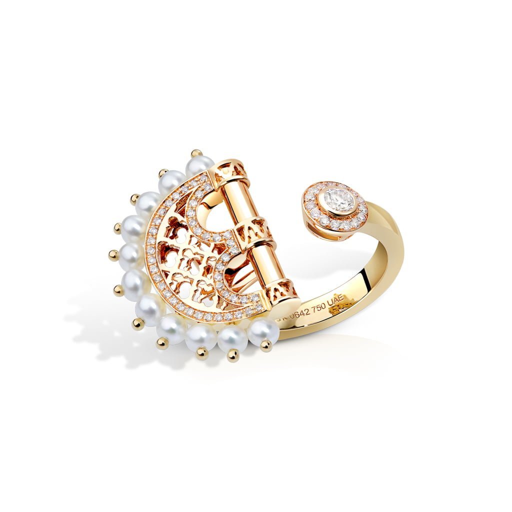 Heritage Malachite Border Diamond Ring — Pearl#Stone_Pearl