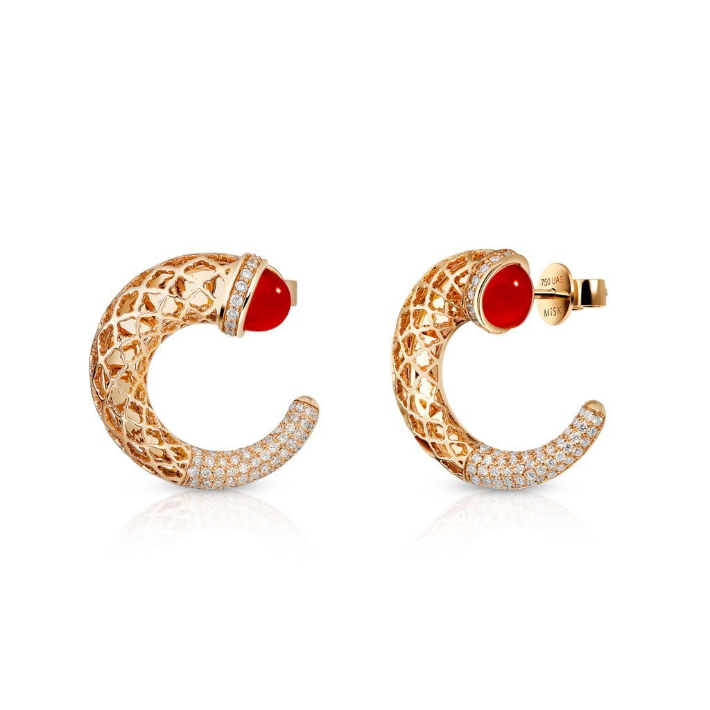 Hilal Earrings Half Diamond