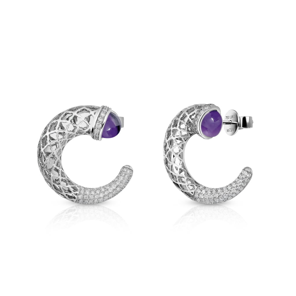 Hilal Earrings Half Diamond