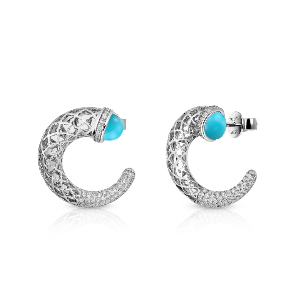 Hilal Earrings Half Diamond