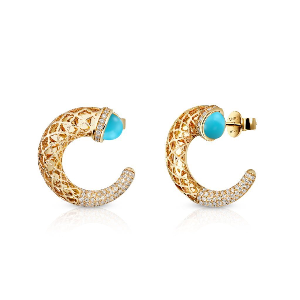 Hilal Earrings Half Diamond