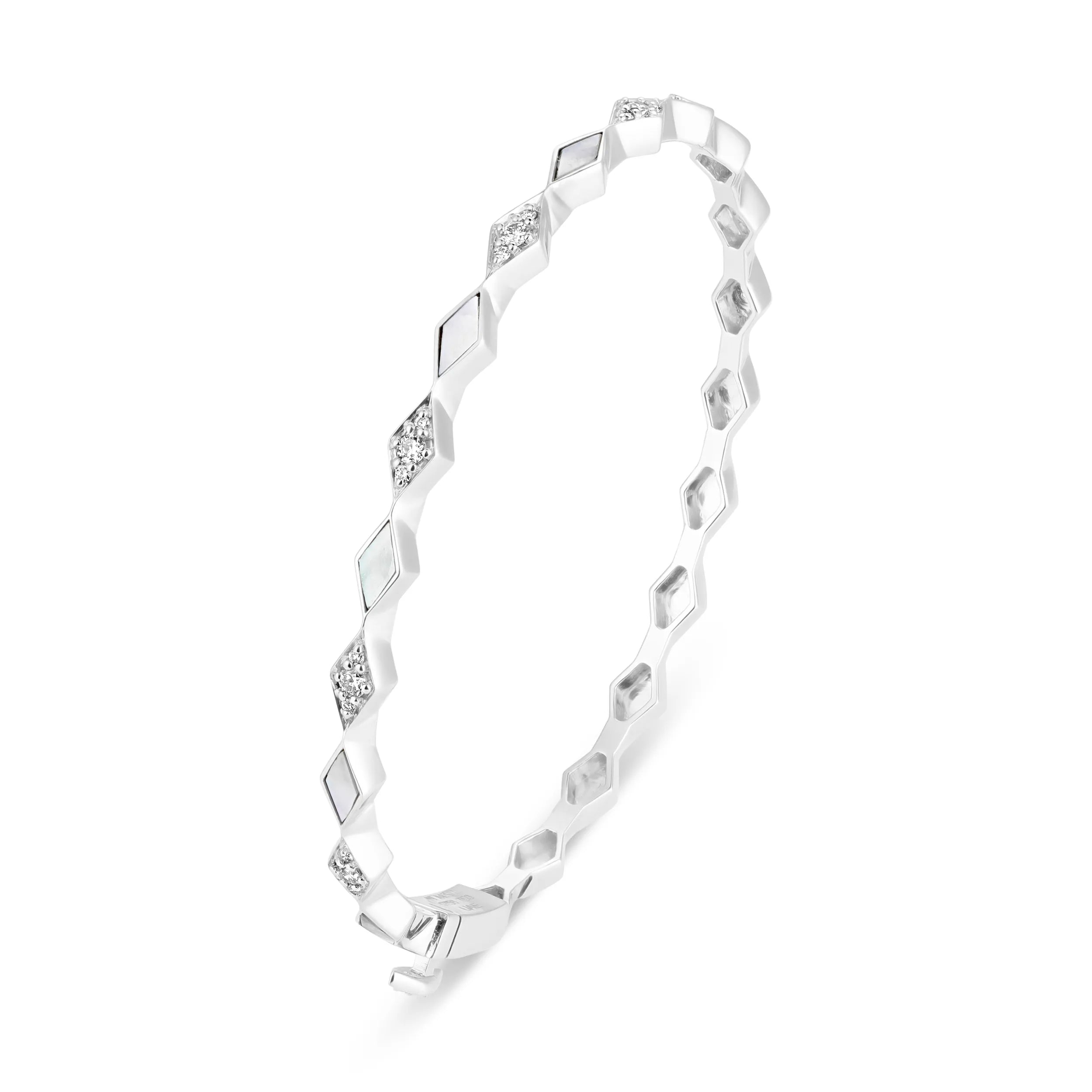 Eternity Slim Mother of Pearl White Gold Bangle