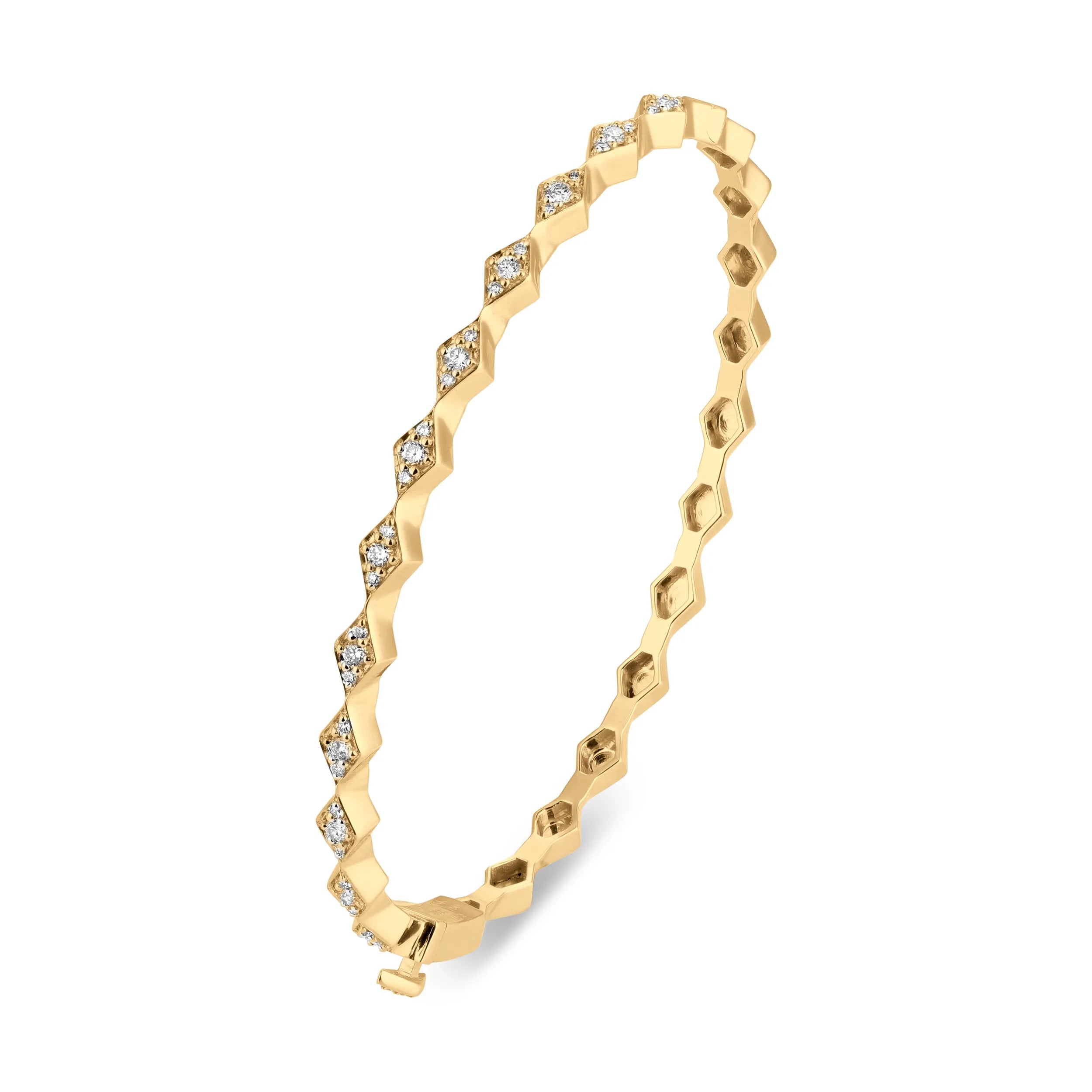 Eternity Slim Full Diamond Yellow Gold Bangle