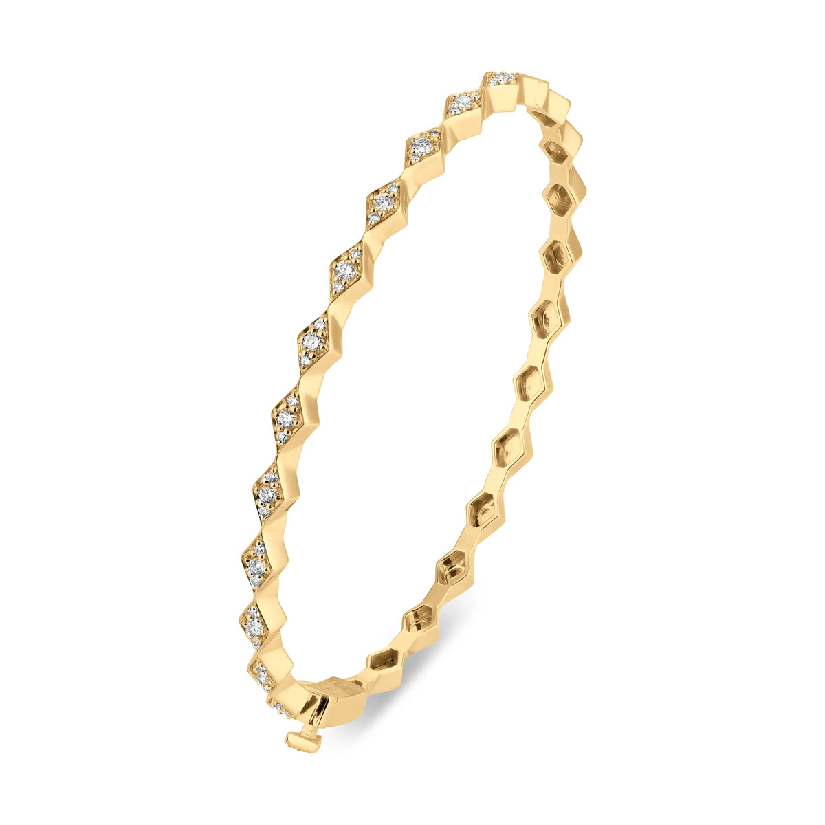 Eternity Slim Full Diamond Bangle#Gold_Yellow Gold