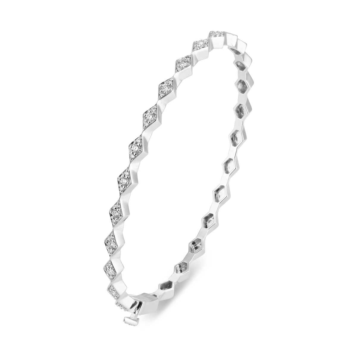 Eternity Slim Full Diamond Bangle#Gold_White Gold