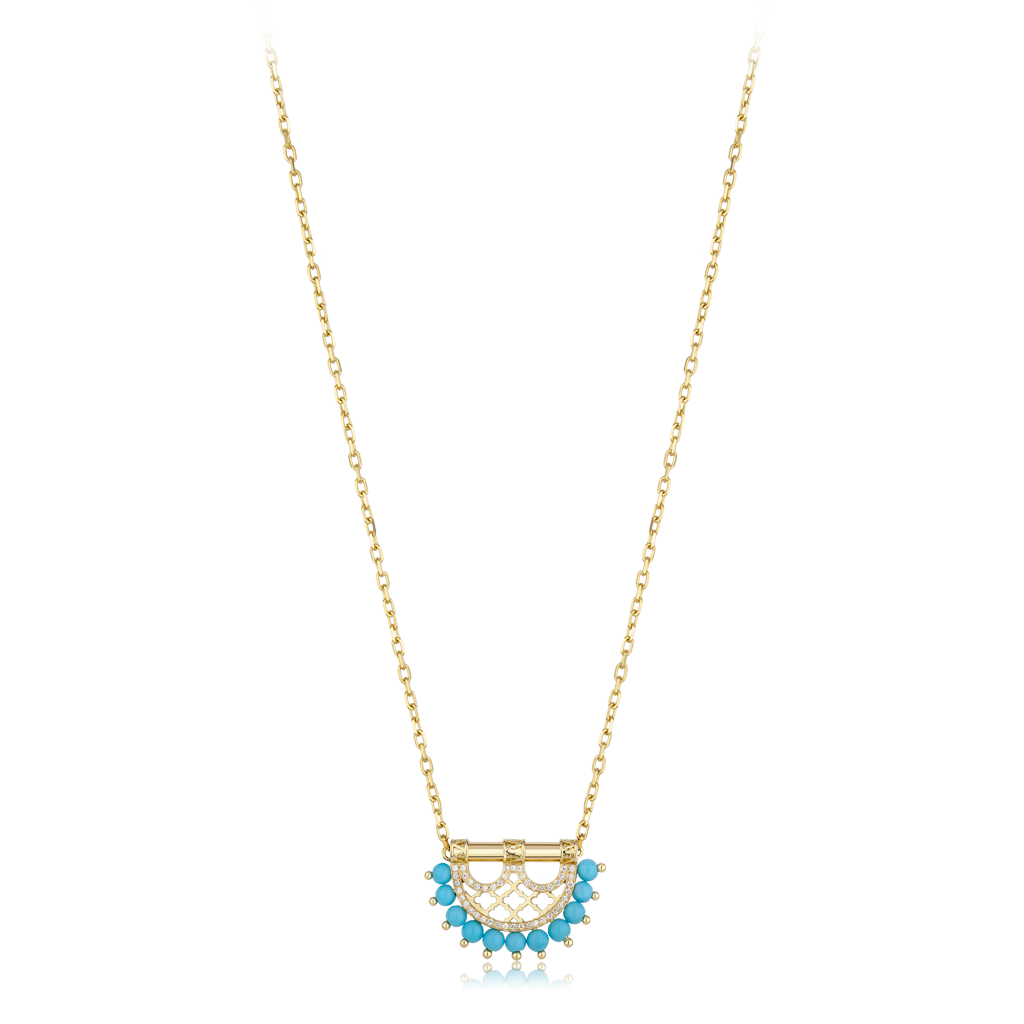 Heritage Turquoise Pendant in Mini Border Diamond