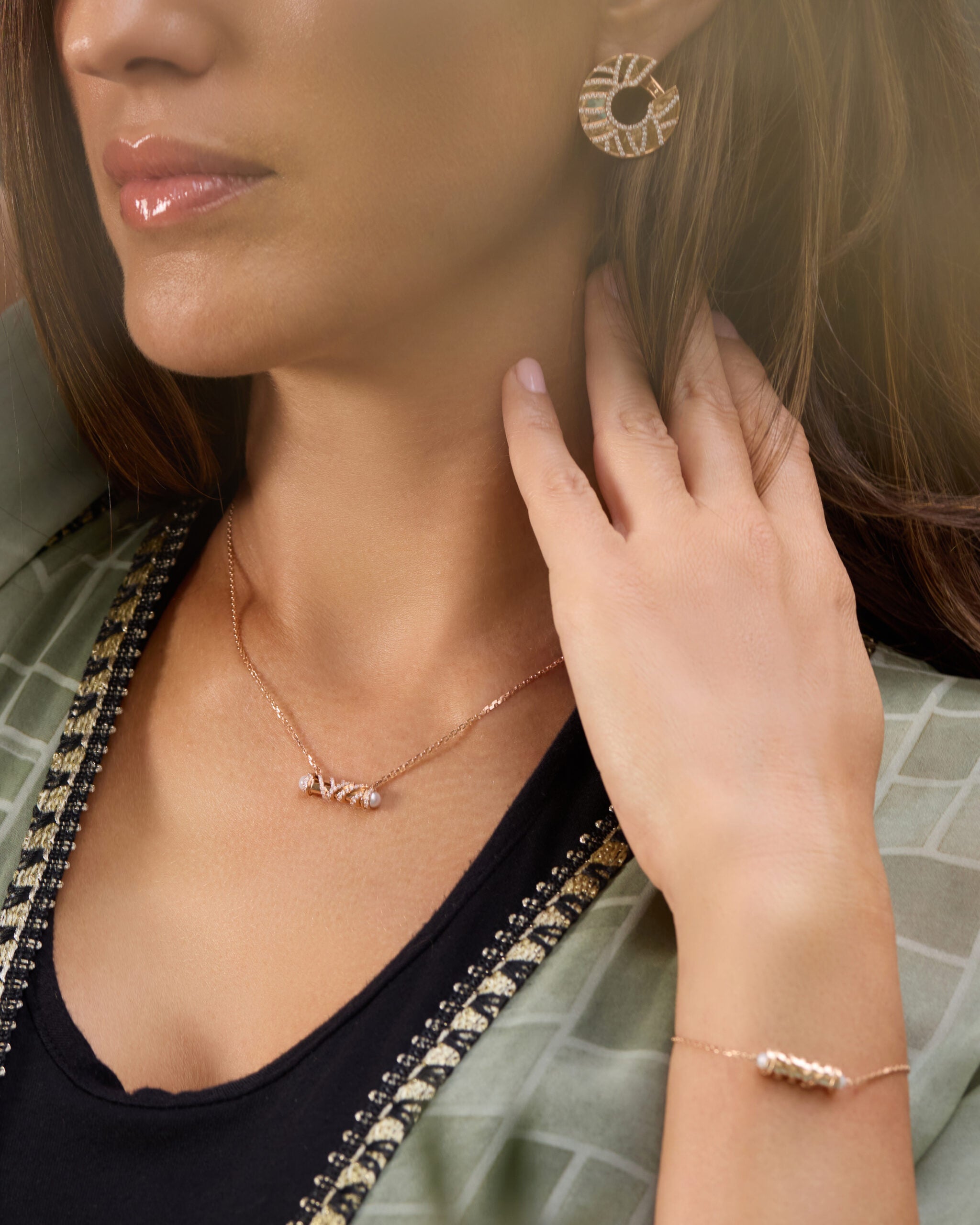 Palm Mini Pearl Yellow Gold Pendant